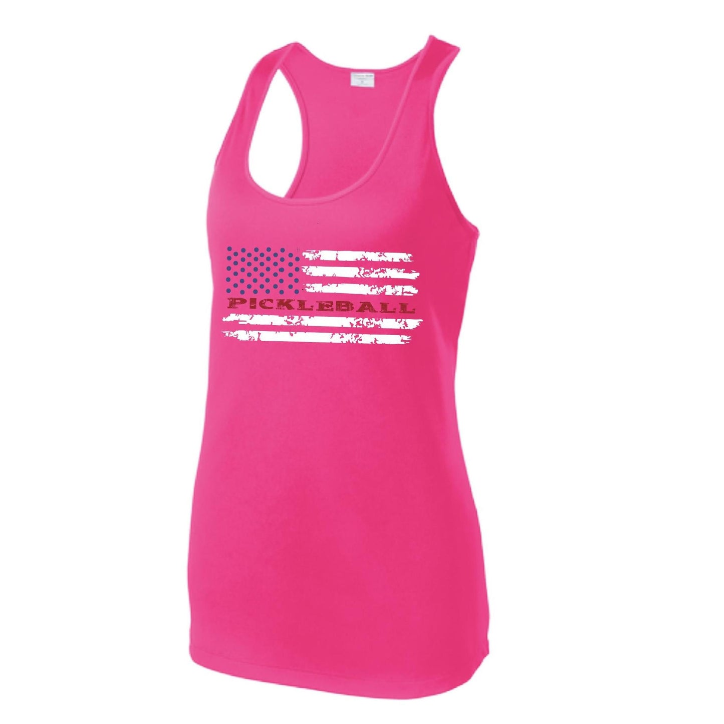 Pickleball Flag (Customizable) | Women's Racerback Pickleball Performance Tank | 100% Polyester
