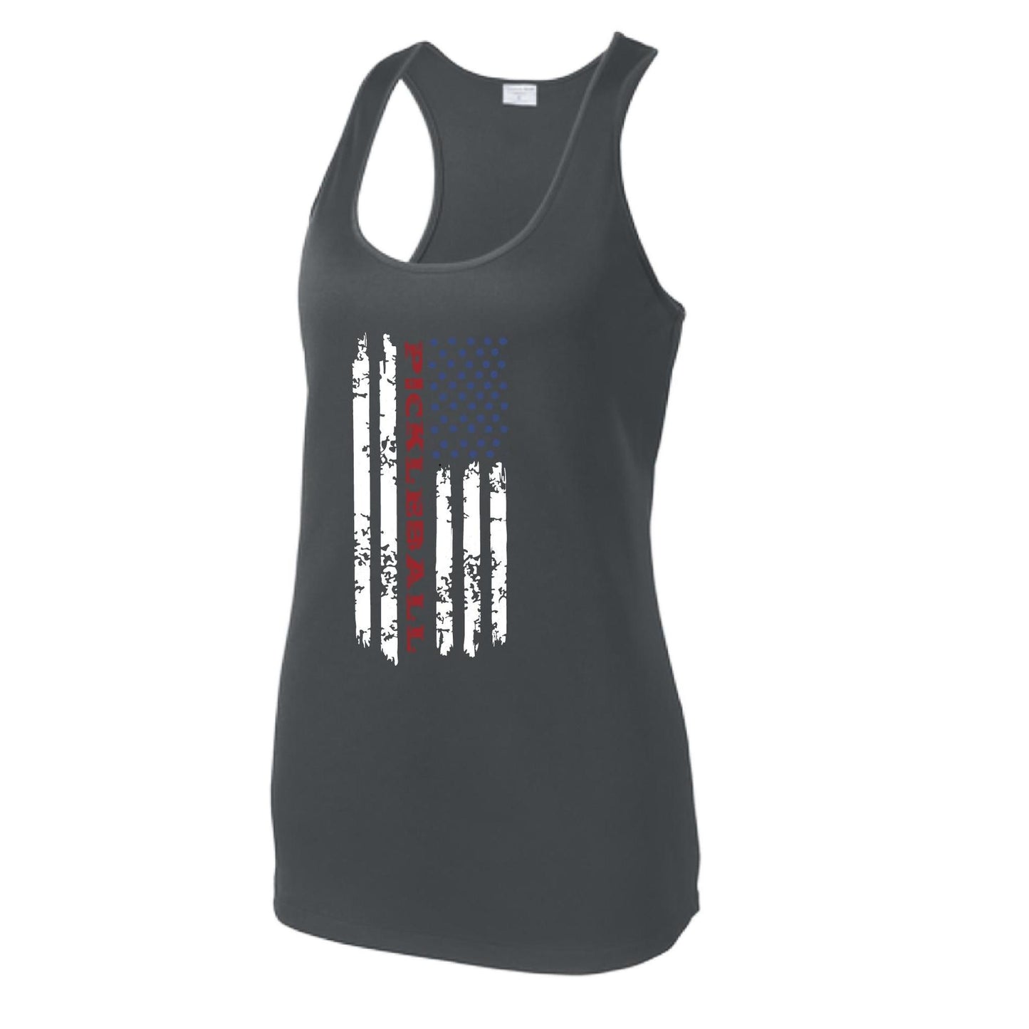 Pickleball Flag (Customizable) | Women's Racerback Pickleball Performance Tank | 100% Polyester