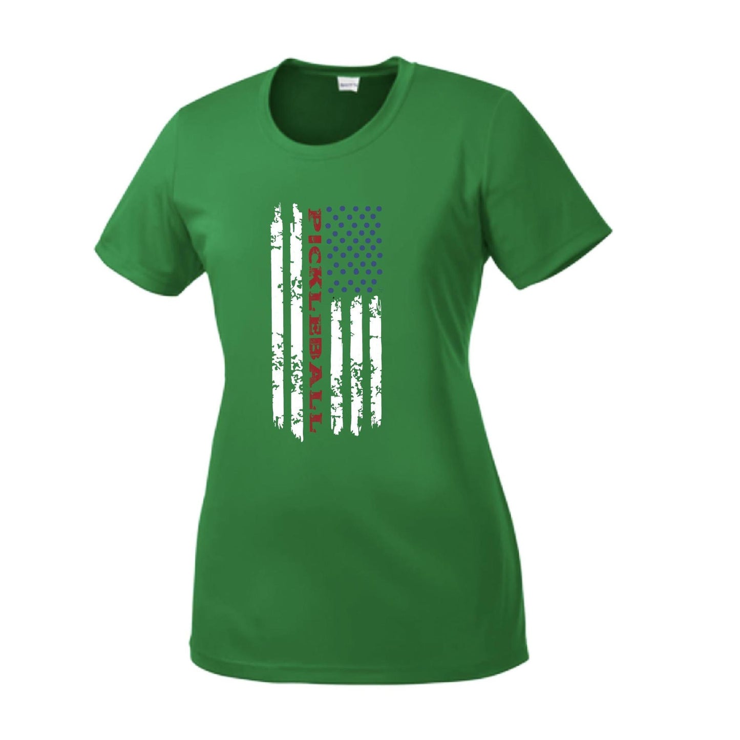 Pickleball Flag (Customizable) | Women’s Short Sleeve Crewneck Pickleball Performance T-Shirts | 100% Polyester