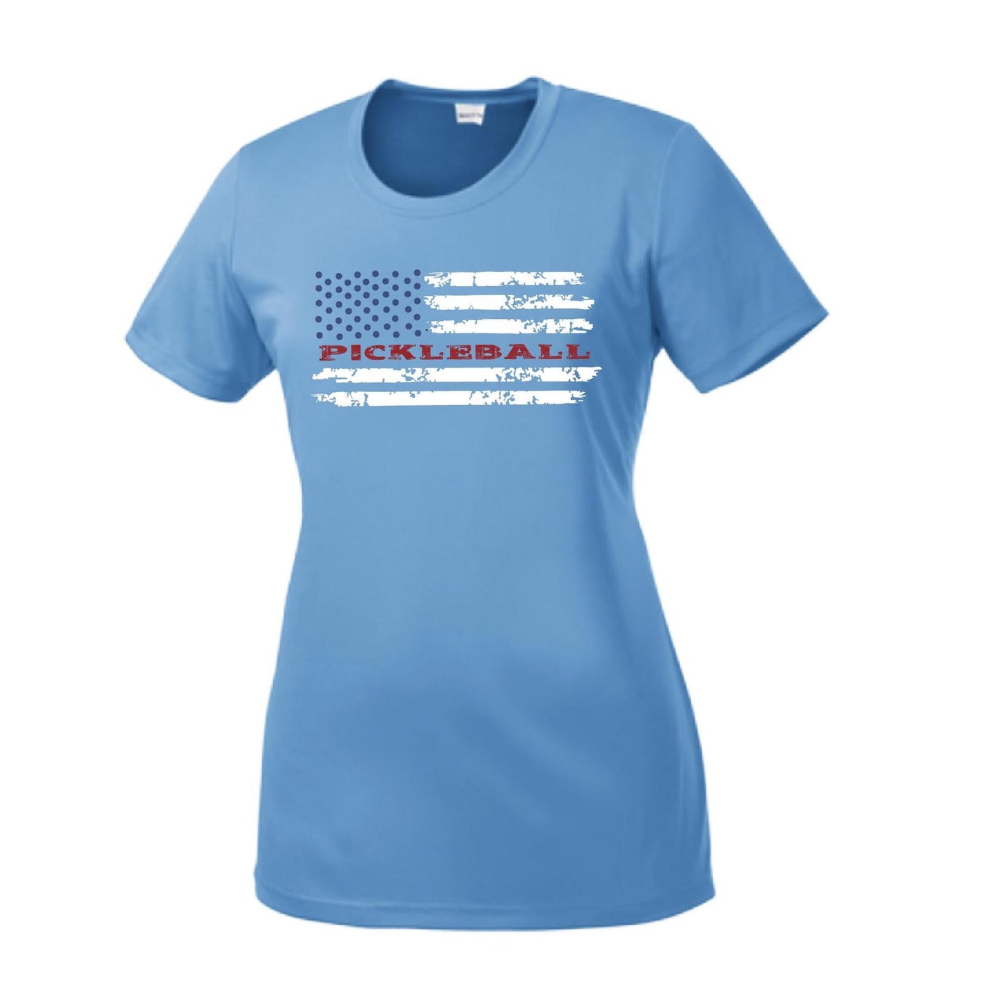 Pickleball Flag (Customizable) | Women’s Short Sleeve Crewneck Pickleball Performance T-Shirts | 100% Polyester