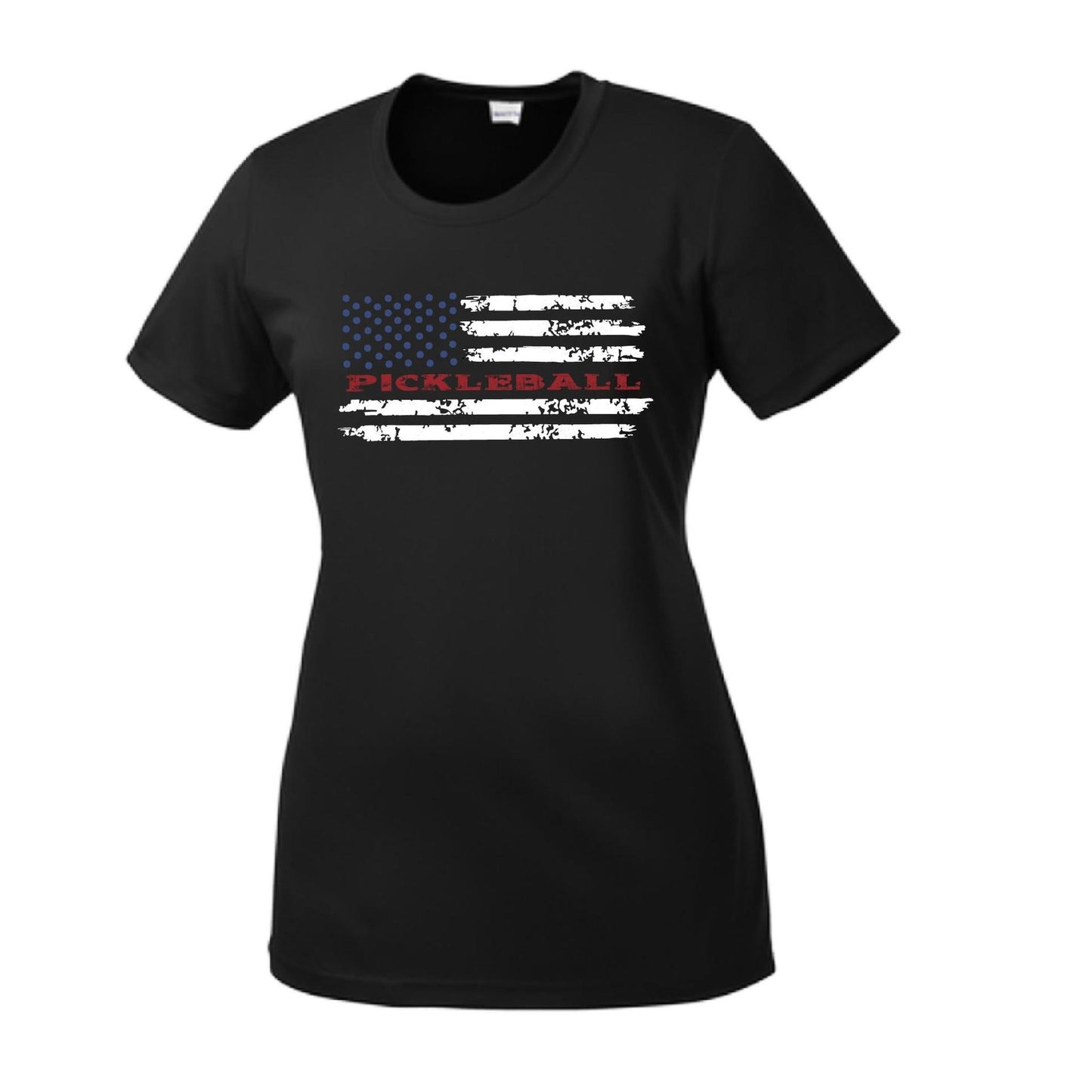 Pickleball Flag (Customizable) | Women’s Short Sleeve Crewneck Pickleball Performance T-Shirts | 100% Polyester