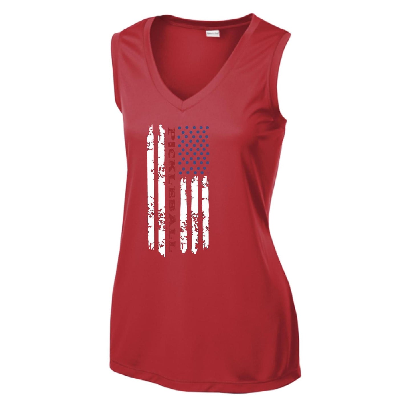 Pickleball Flag (Customizable) | Women’s Sleeveless Athletic Performance T-Shirt | 100% Polyester