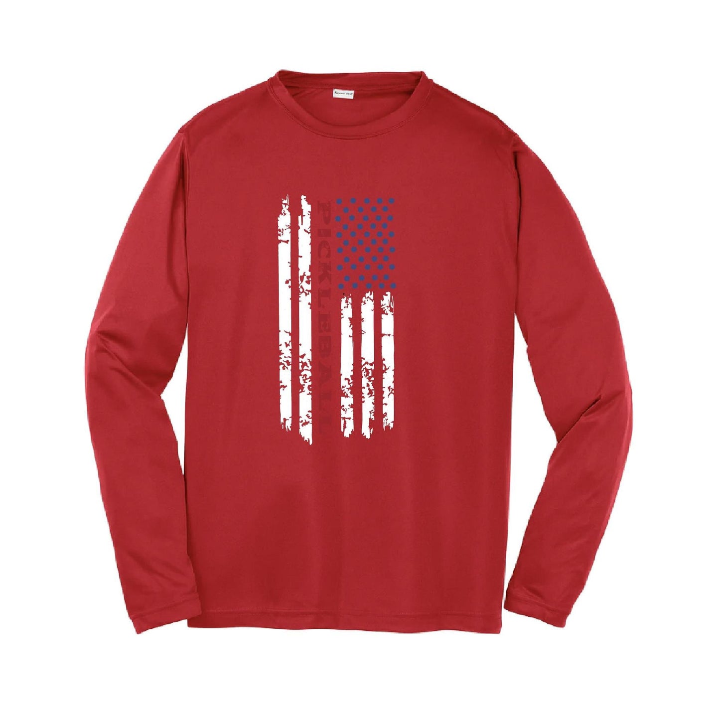 Pickleball Flag (Customizable) | Youth Long Sleeve Pickleball Performance T-Shirts | 100% Polyester