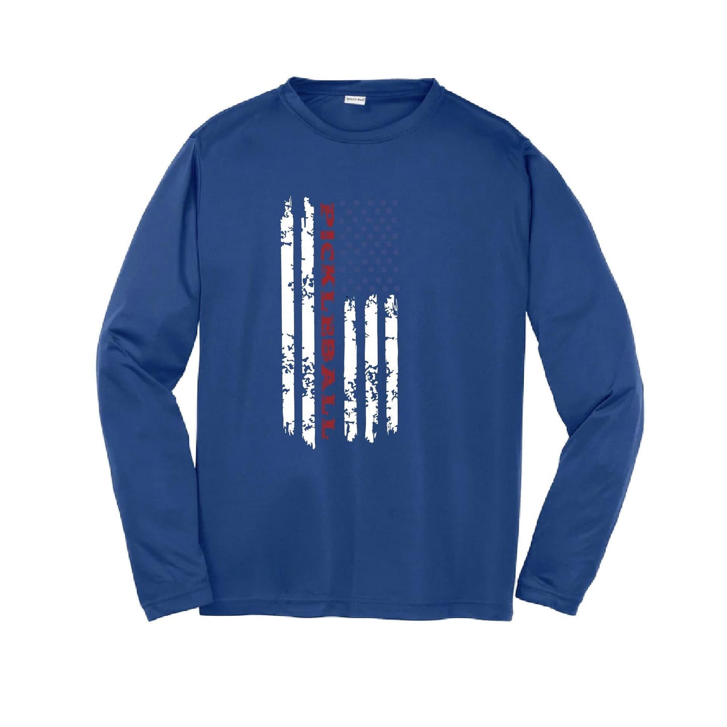 Pickleball Flag (Customizable) | Youth Long Sleeve Pickleball Performance T-Shirts | 100% Polyester