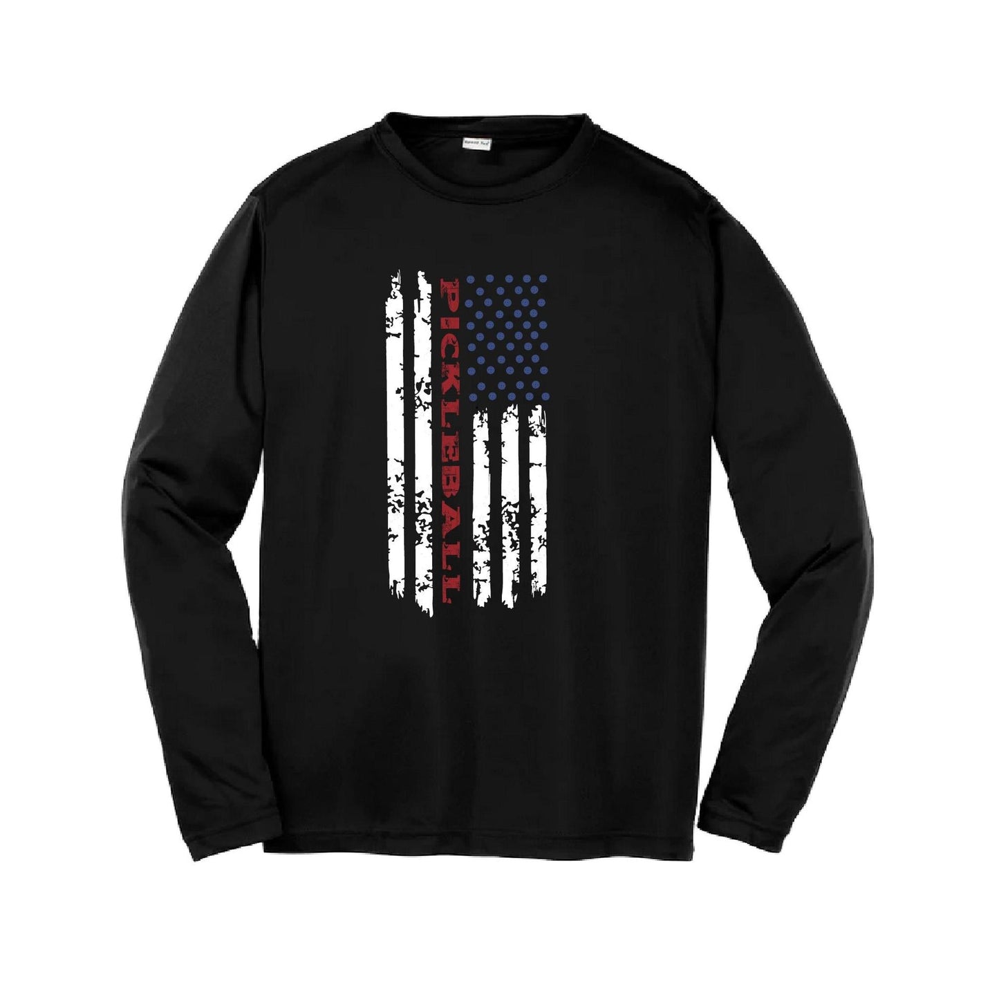 Pickleball Flag (Customizable) | Youth Long Sleeve Pickleball Performance T-Shirts | 100% Polyester