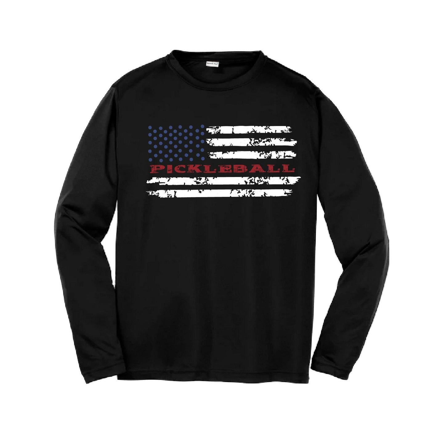 Pickleball Flag (Customizable) | Youth Long Sleeve Pickleball Performance T-Shirts | 100% Polyester