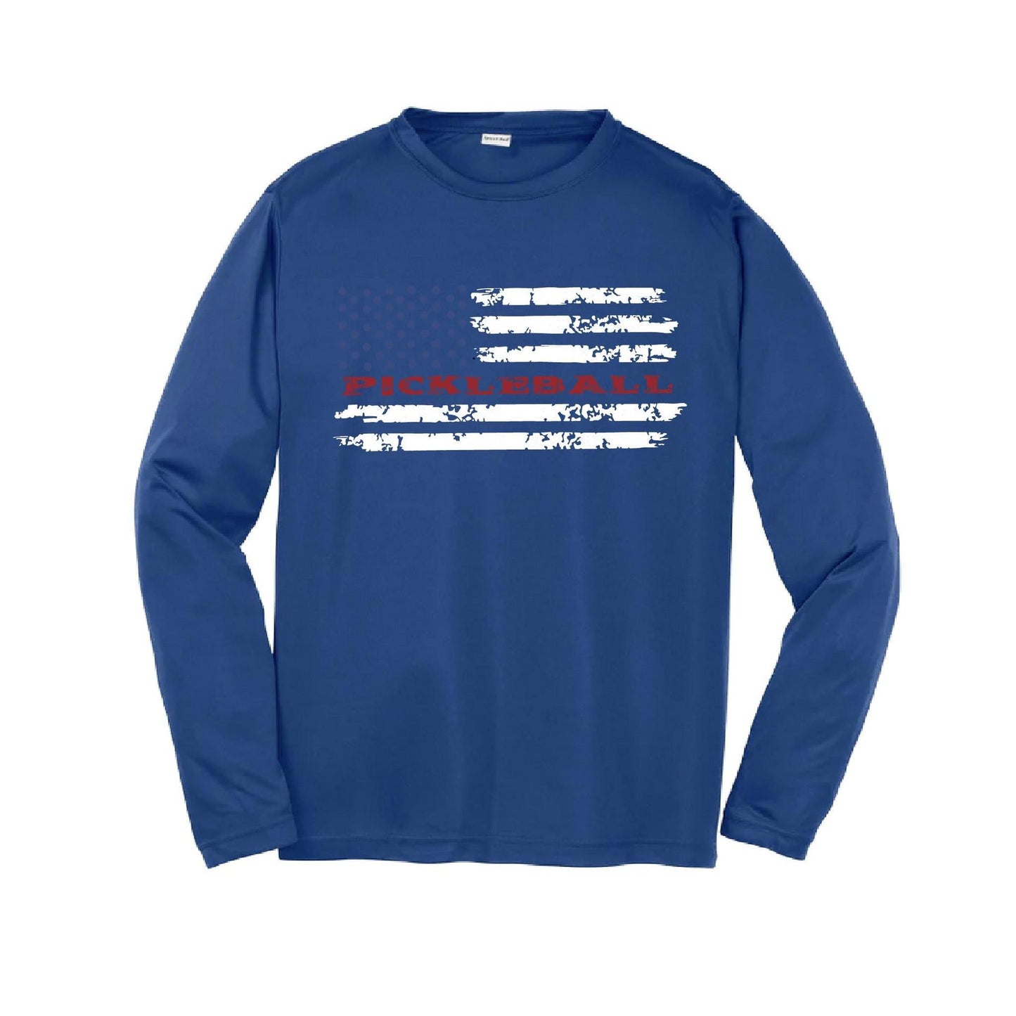 Pickleball Flag (Customizable) | Youth Long Sleeve Pickleball Performance T-Shirts | 100% Polyester