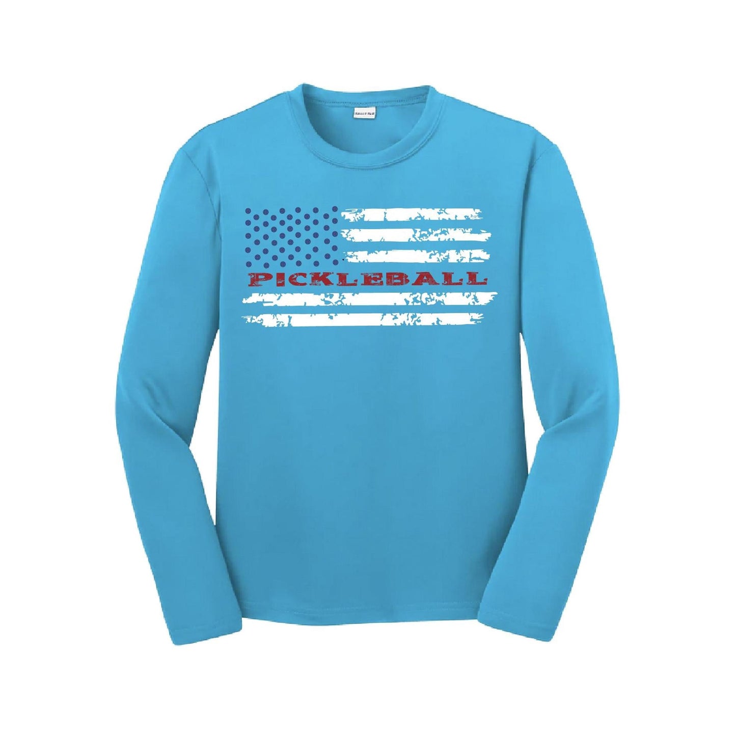 Pickleball Flag (Customizable) | Youth Long Sleeve Pickleball Performance T-Shirts | 100% Polyester