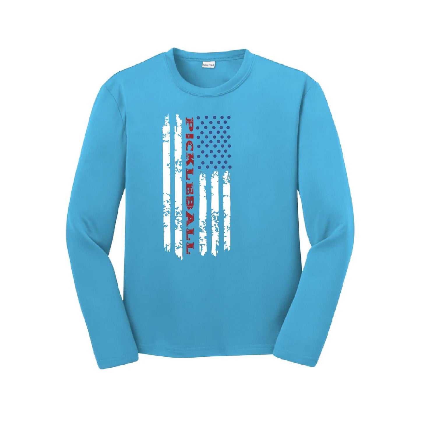 Pickleball Flag (Customizable) | Youth Long Sleeve Pickleball Performance T-Shirts | 100% Polyester