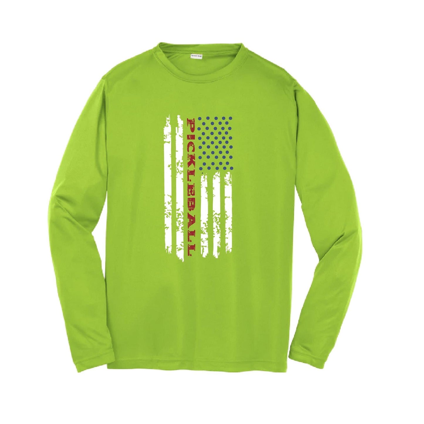 Pickleball Flag (Customizable) | Youth Long Sleeve Pickleball Performance T-Shirts | 100% Polyester