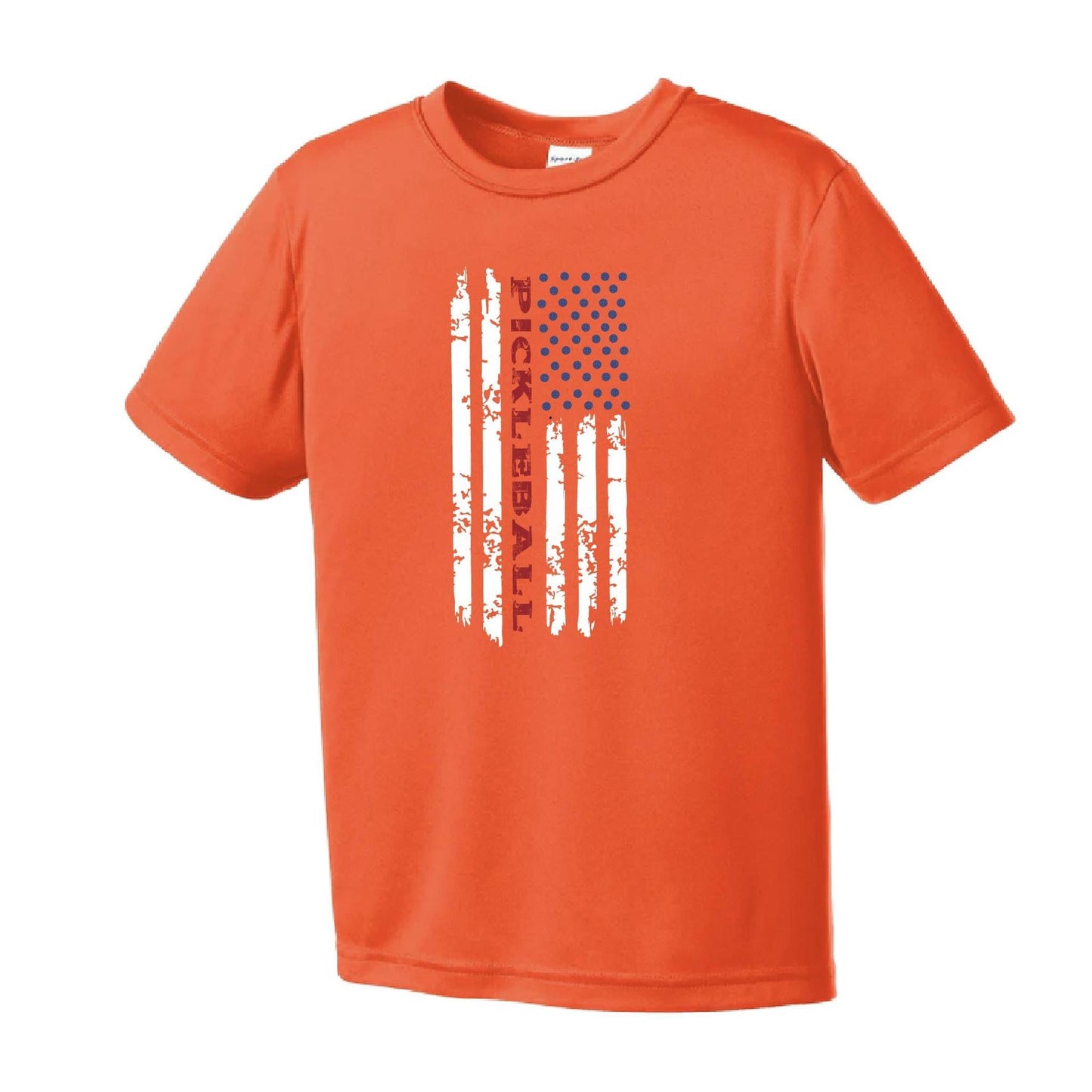Pickleball Flag (Customizable) | Youth Short Sleeve Pickleball Performance T-Shirts | 100% Polyester