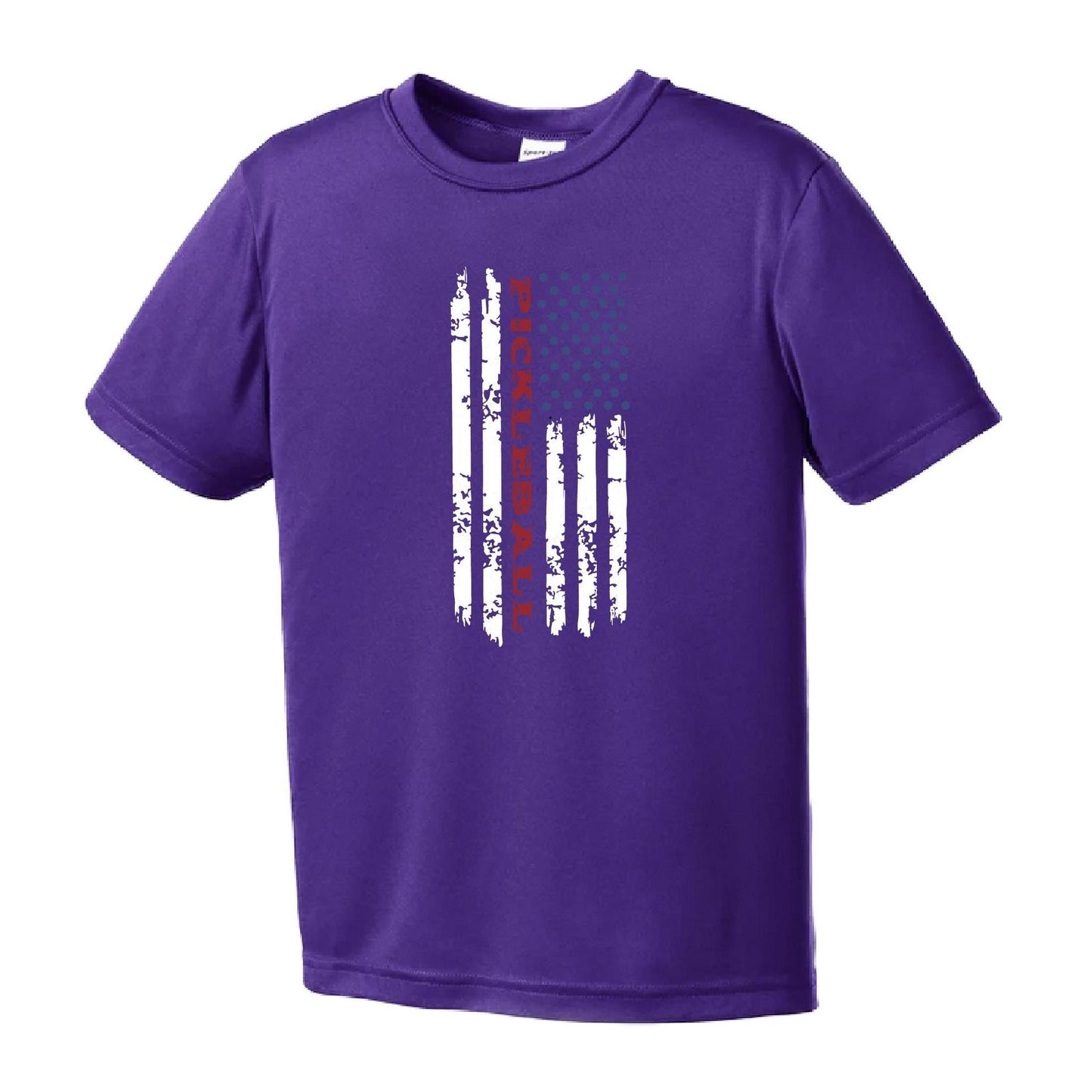 Pickleball Flag (Customizable) | Youth Short Sleeve Pickleball Performance T-Shirts | 100% Polyester