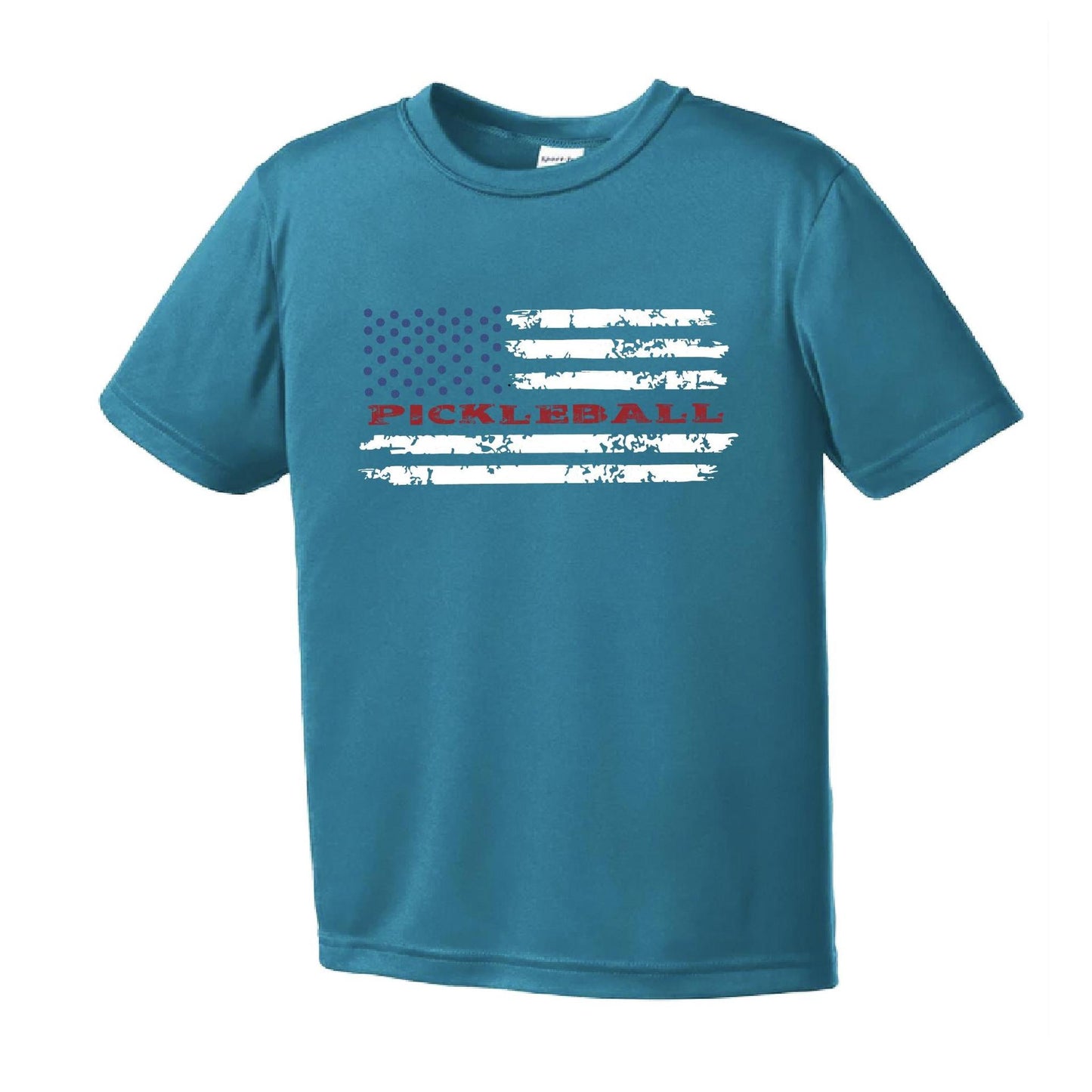 Pickleball Flag (Customizable) | Youth Short Sleeve Pickleball Performance T-Shirts | 100% Polyester
