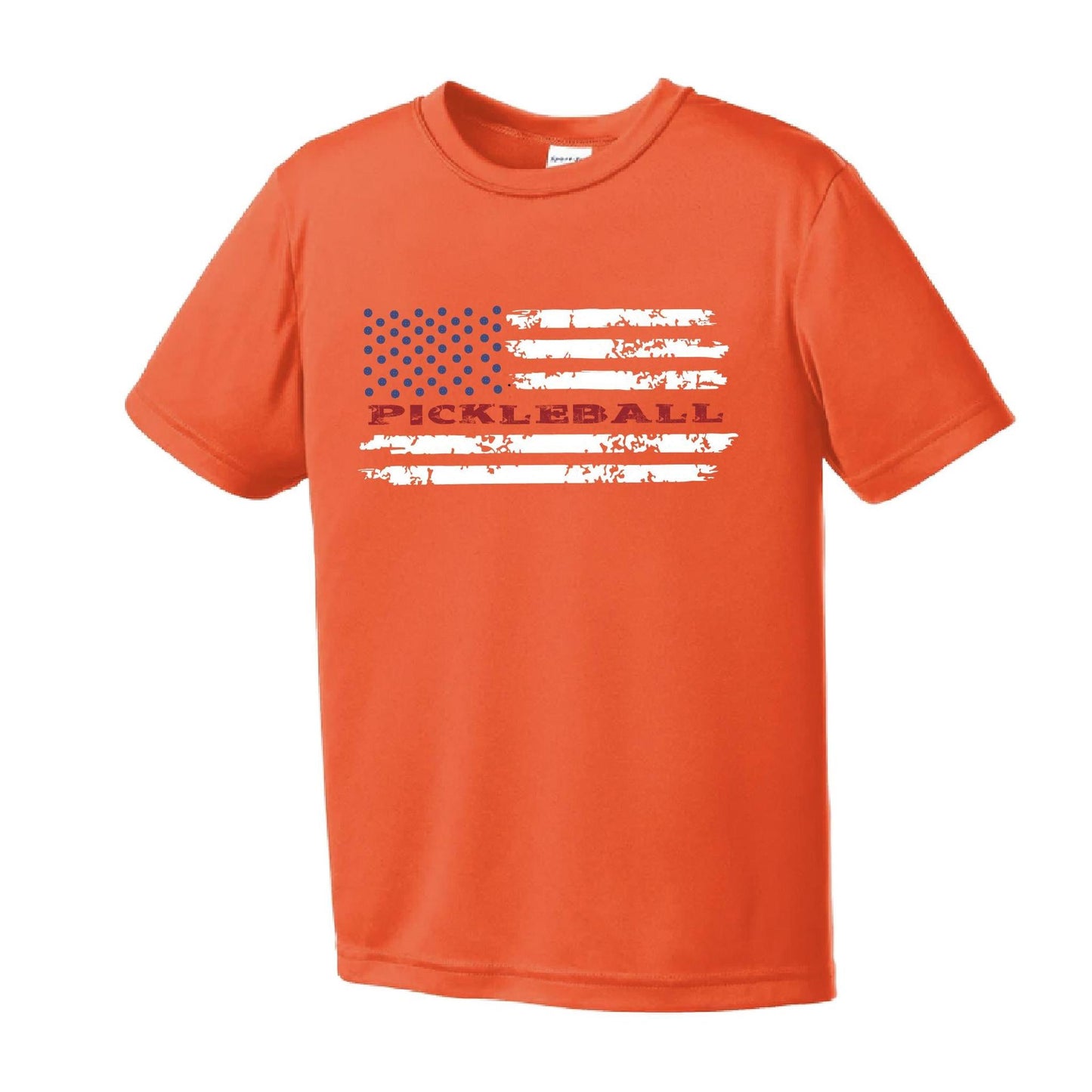 Pickleball Flag (Customizable) | Youth Short Sleeve Pickleball Performance T-Shirts | 100% Polyester