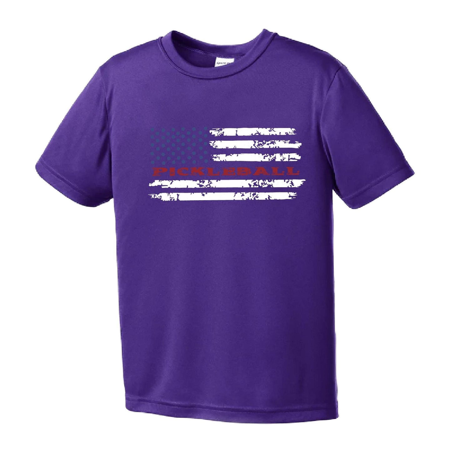 Pickleball Flag (Customizable) | Youth Short Sleeve Pickleball Performance T-Shirts | 100% Polyester