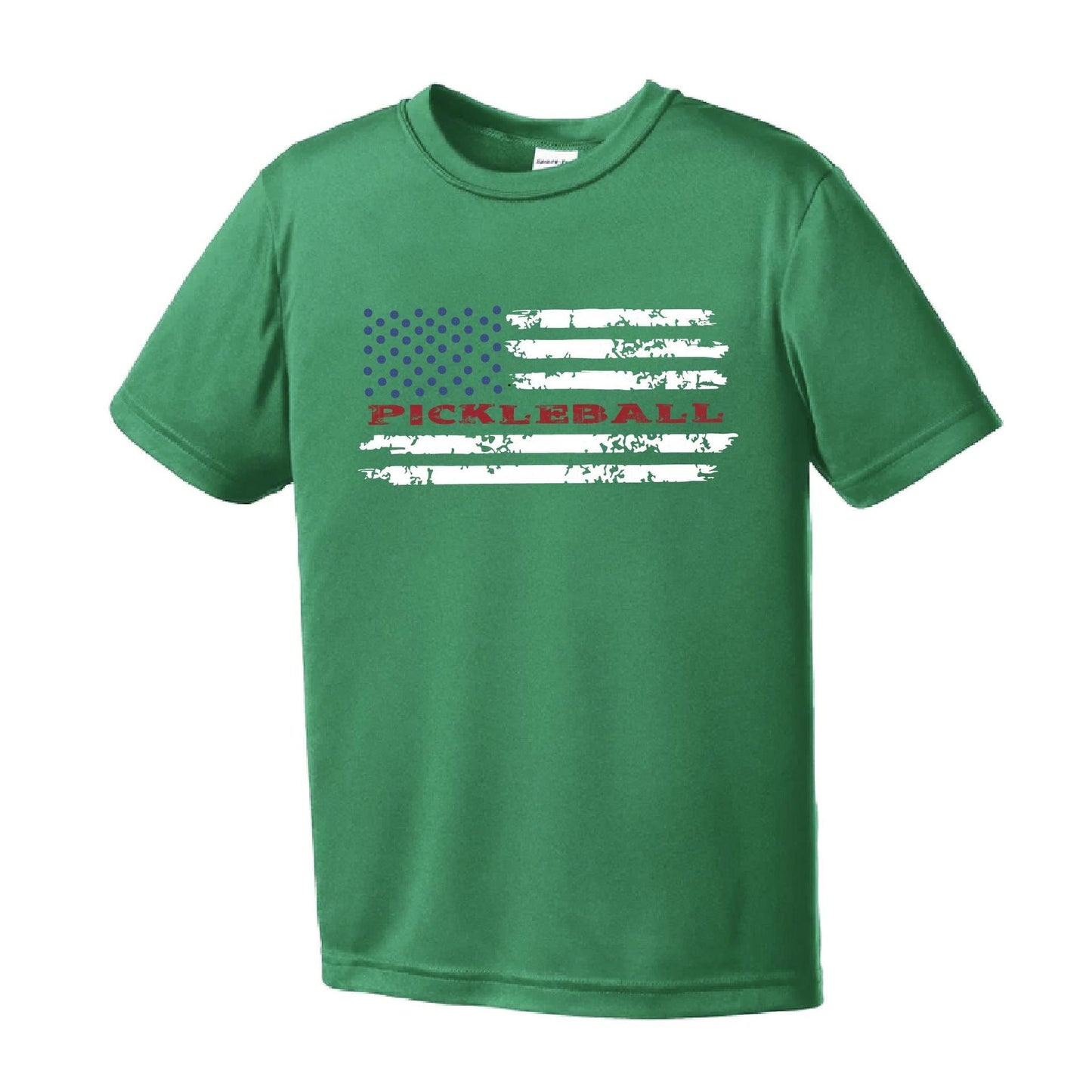 Pickleball Flag (Customizable) | Youth Short Sleeve Pickleball Performance T-Shirts | 100% Polyester