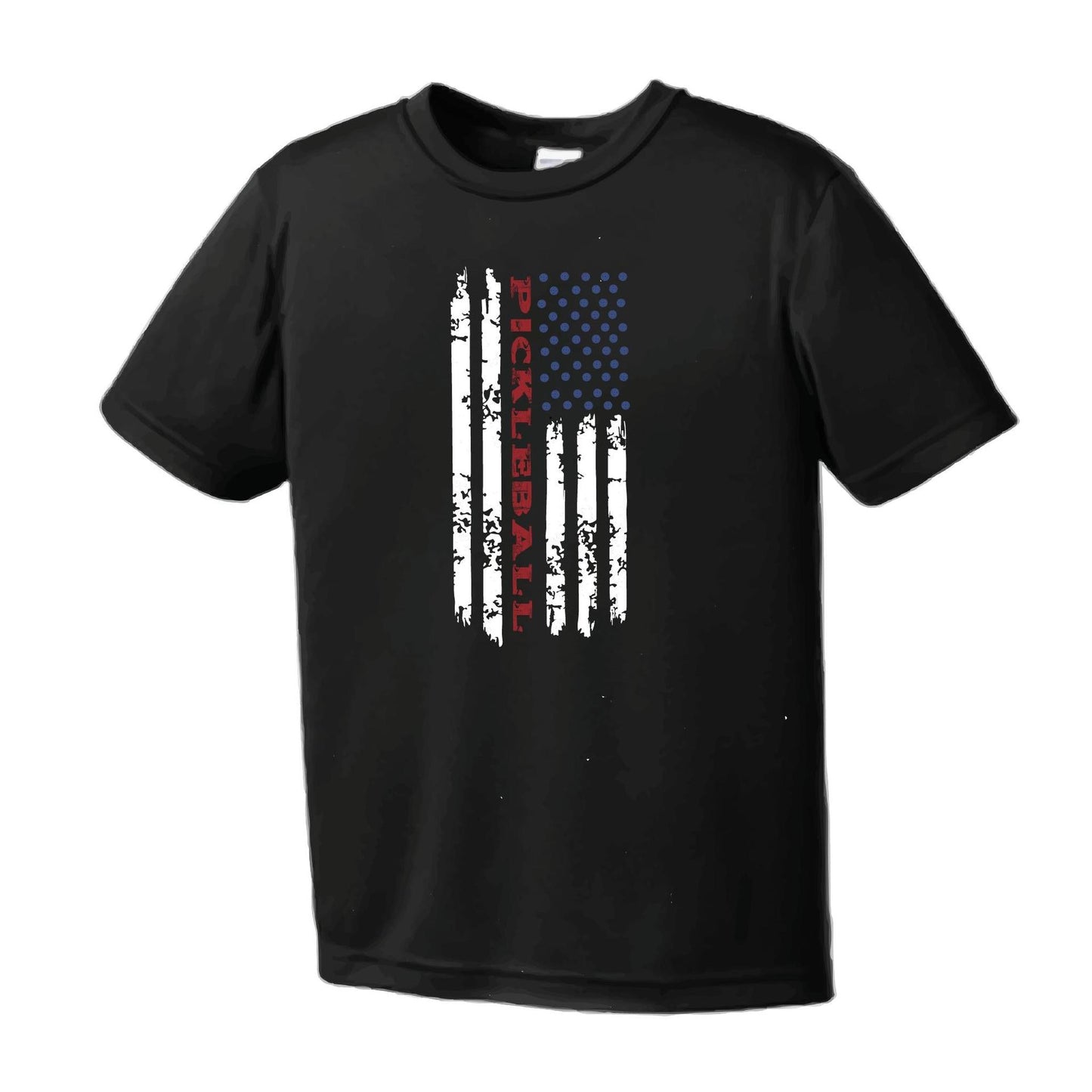 Pickleball Flag (Customizable) | Youth Short Sleeve Pickleball Performance T-Shirts | 100% Polyester