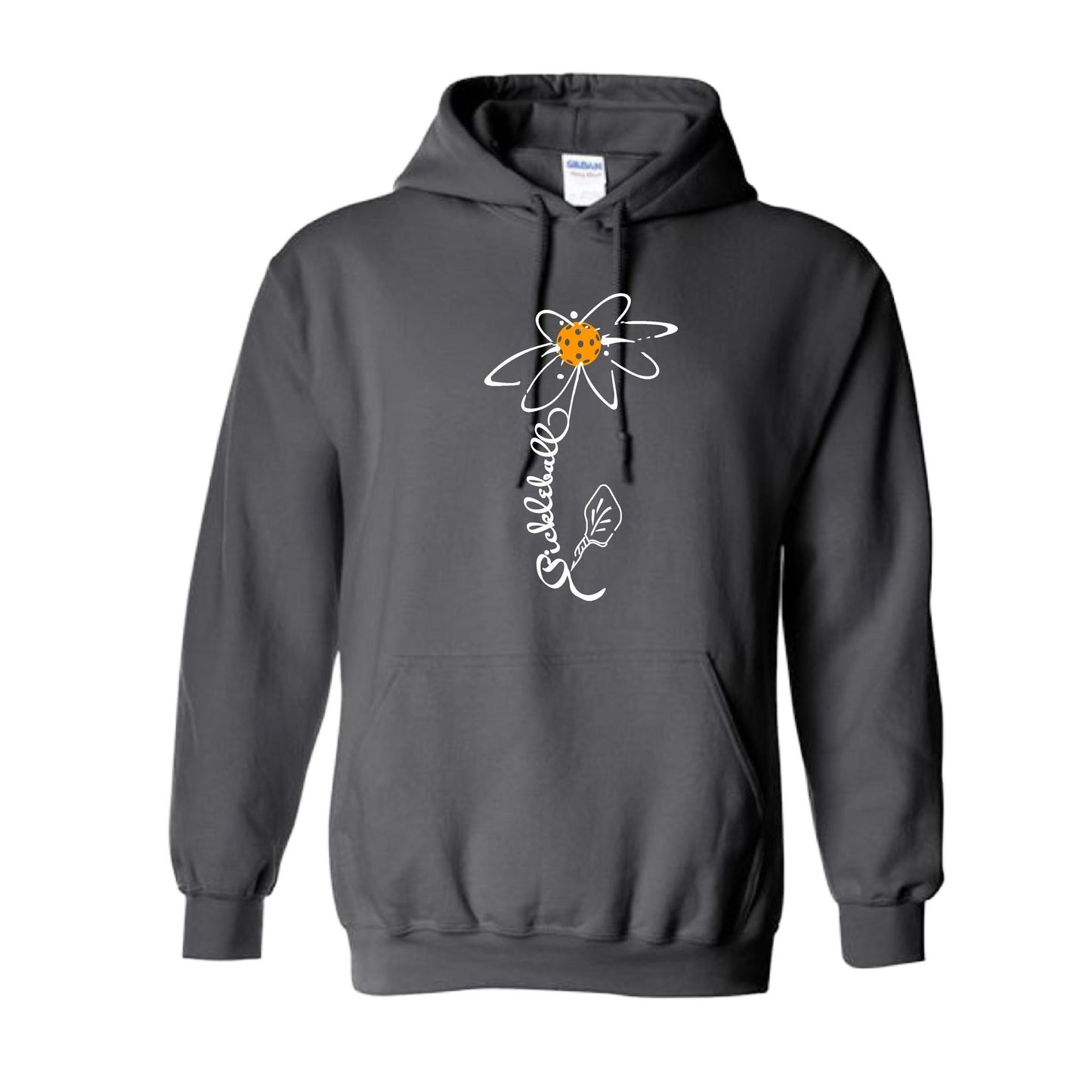 Pickleball Flower (Cyan Green Orange) | Unisex Hoodie Athletic Sweatshirt | 50% Cotton/50% Polyester