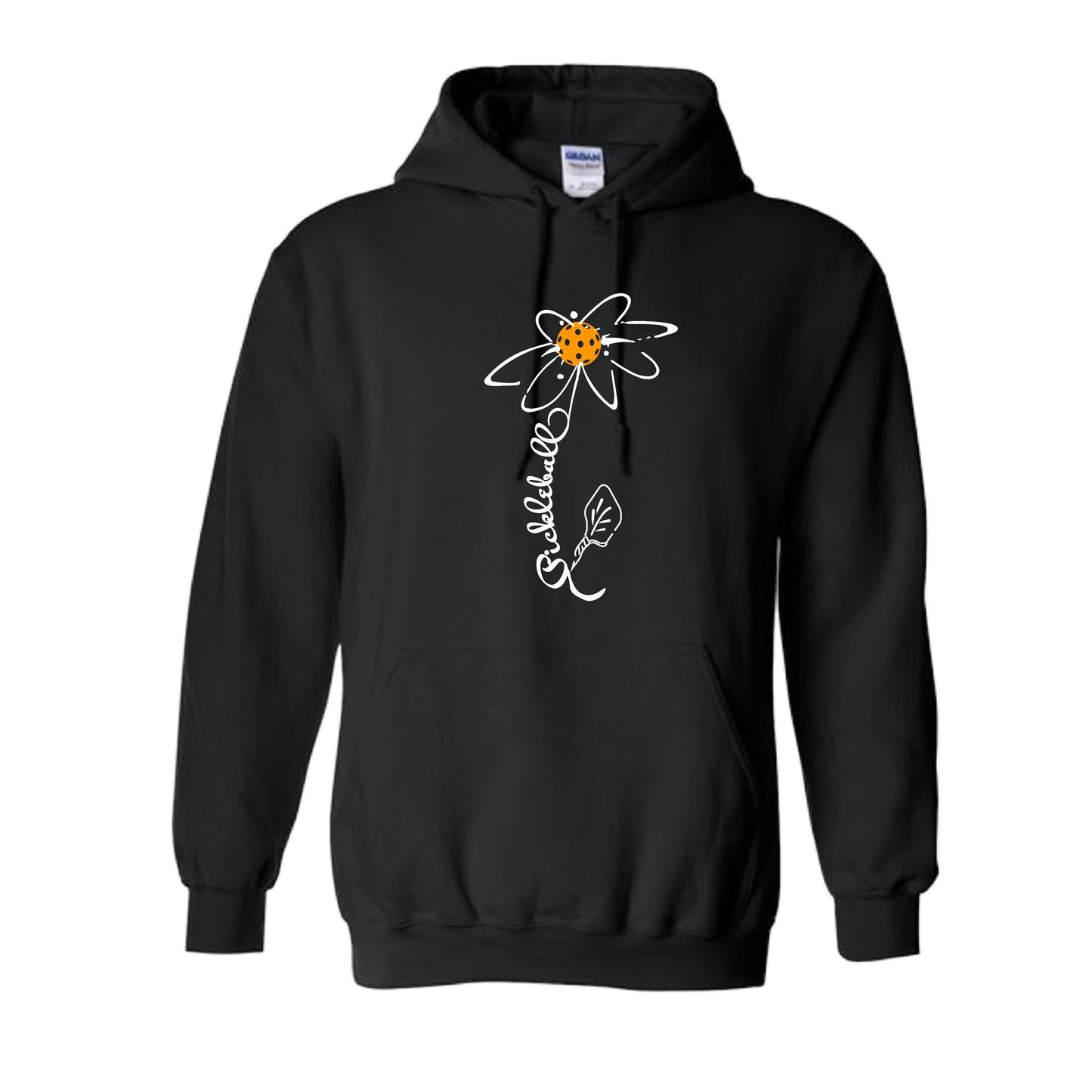 Pickleball Flower (Cyan Green Orange) | Unisex Hoodie Athletic Sweatshirt | 50% Cotton/50% Polyester