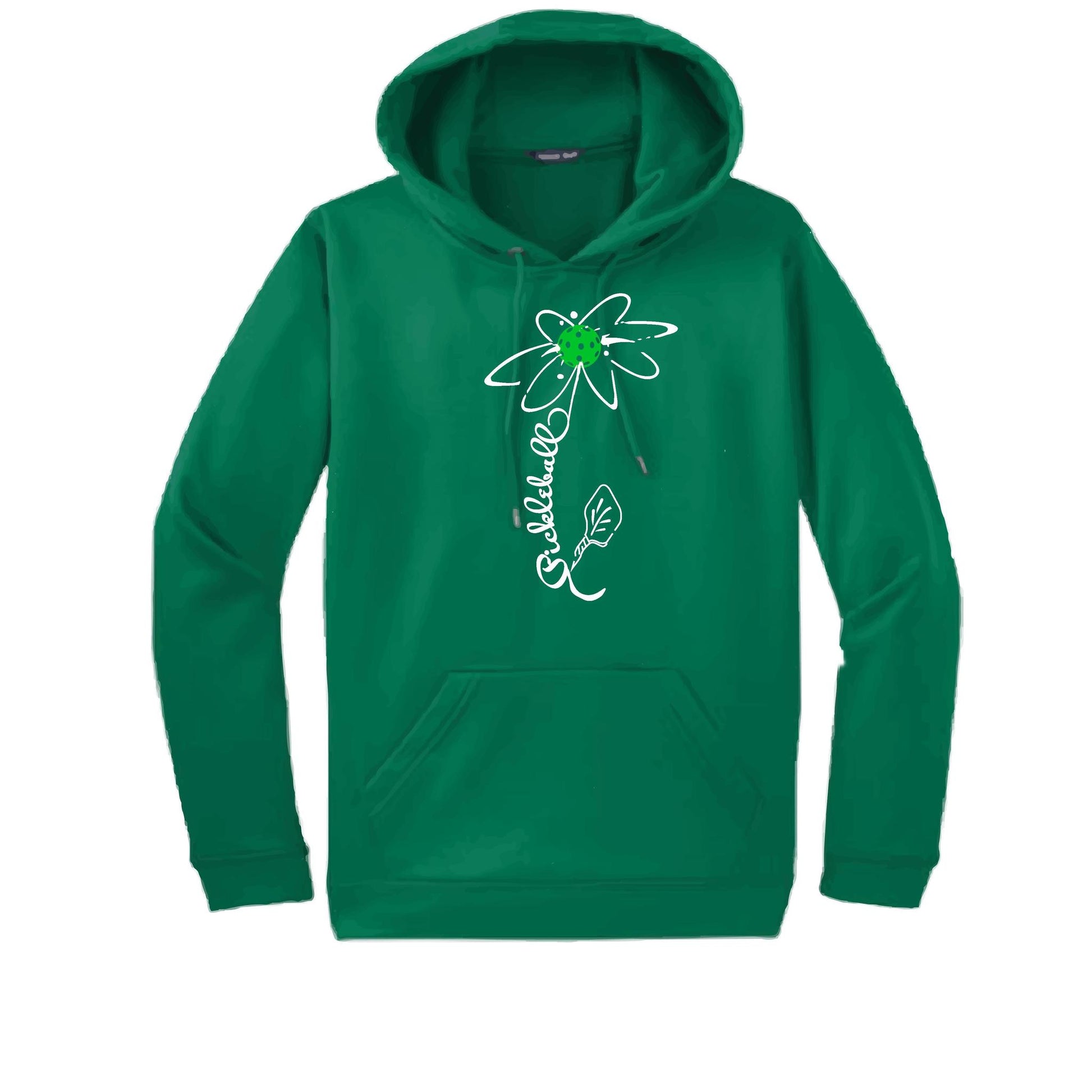 Pickleball Flower (Cyan Green Orange) | Unisex Hoodie Athletic Sweatshirt | 50% Cotton/50% Polyester