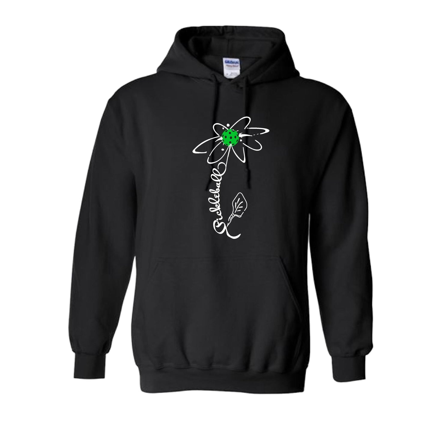 Pickleball Flower (Cyan Green Orange) | Unisex Hoodie Athletic Sweatshirt | 50% Cotton/50% Polyester