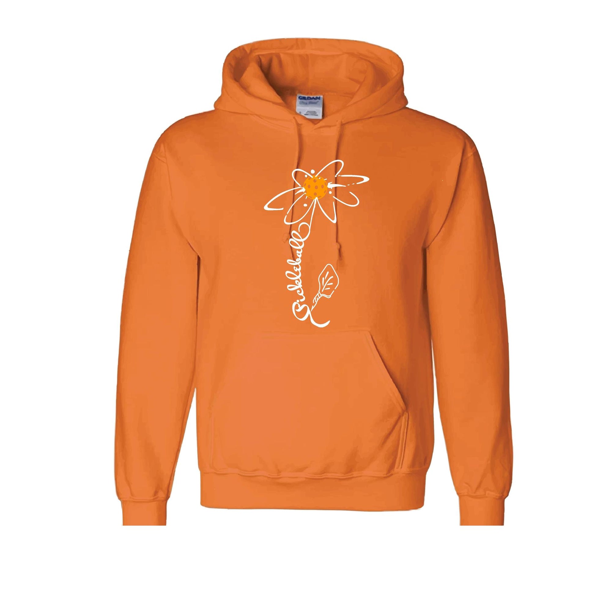 Pickleball Flower (Cyan Green Orange) | Unisex Hoodie Athletic Sweatshirt | 50% Cotton/50% Polyester
