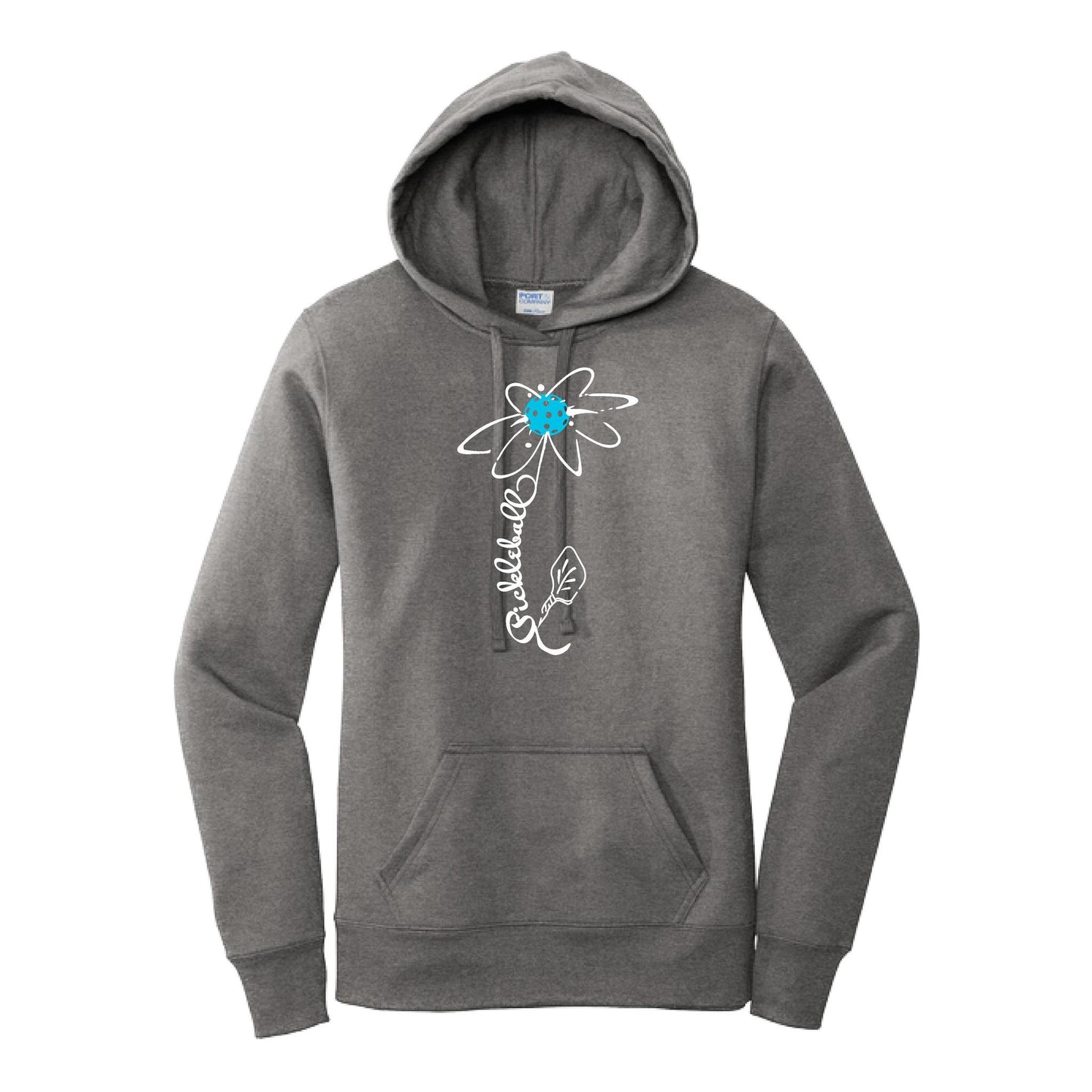 Pickleball Flower (Cyan Green Orange) | Women’s Fitted Hoodie Pickleball Sweatshirt | 50% Cotton 50% Poly Fleece