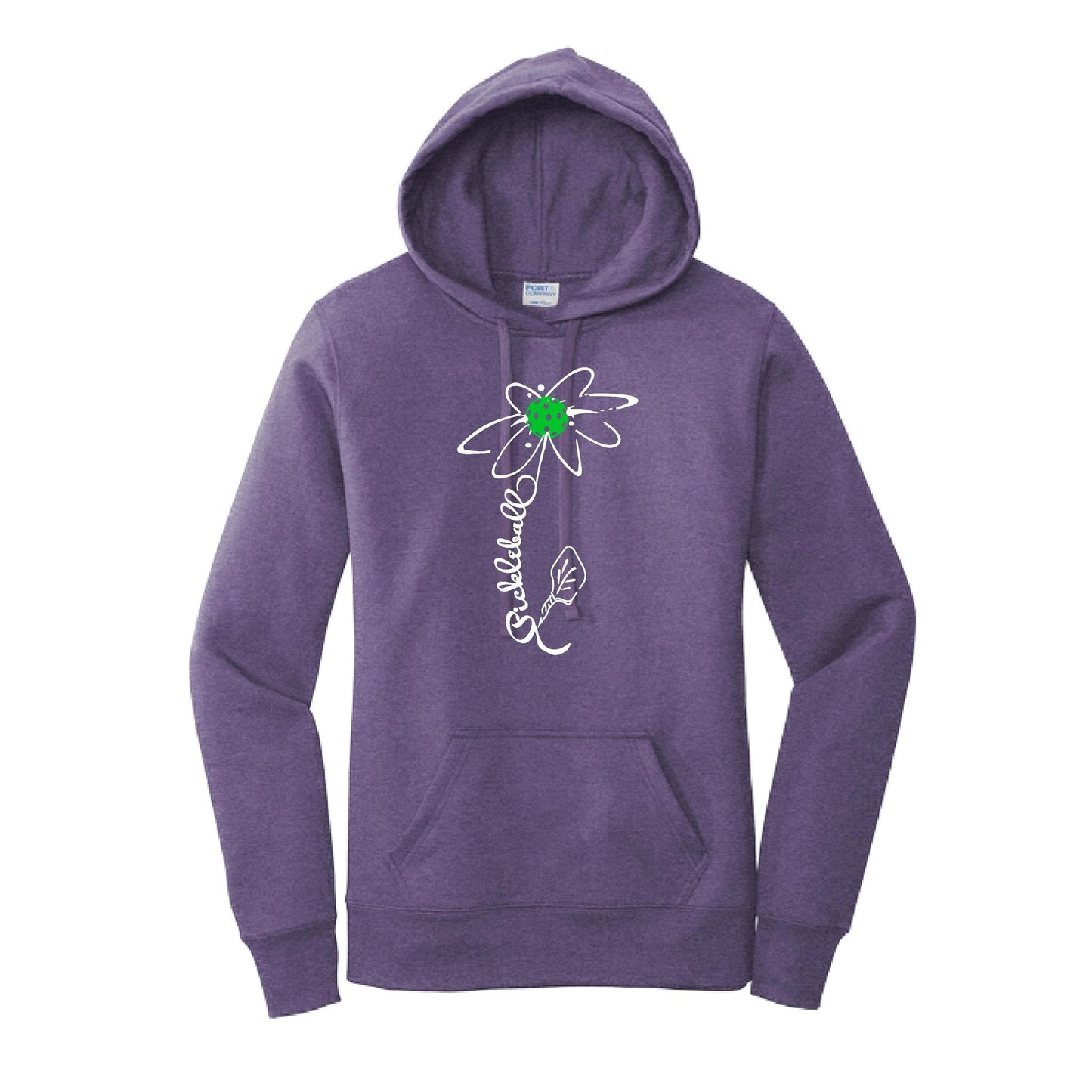 Pickleball Flower (Cyan Green Orange) | Women’s Fitted Hoodie Pickleball Sweatshirt | 50% Cotton 50% Poly Fleece