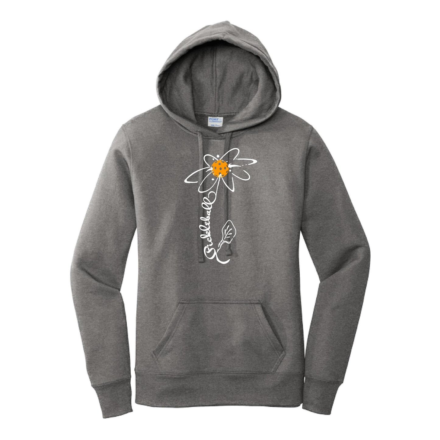Pickleball Flower (Cyan Green Orange) | Women’s Fitted Hoodie Pickleball Sweatshirt | 50% Cotton 50% Poly Fleece