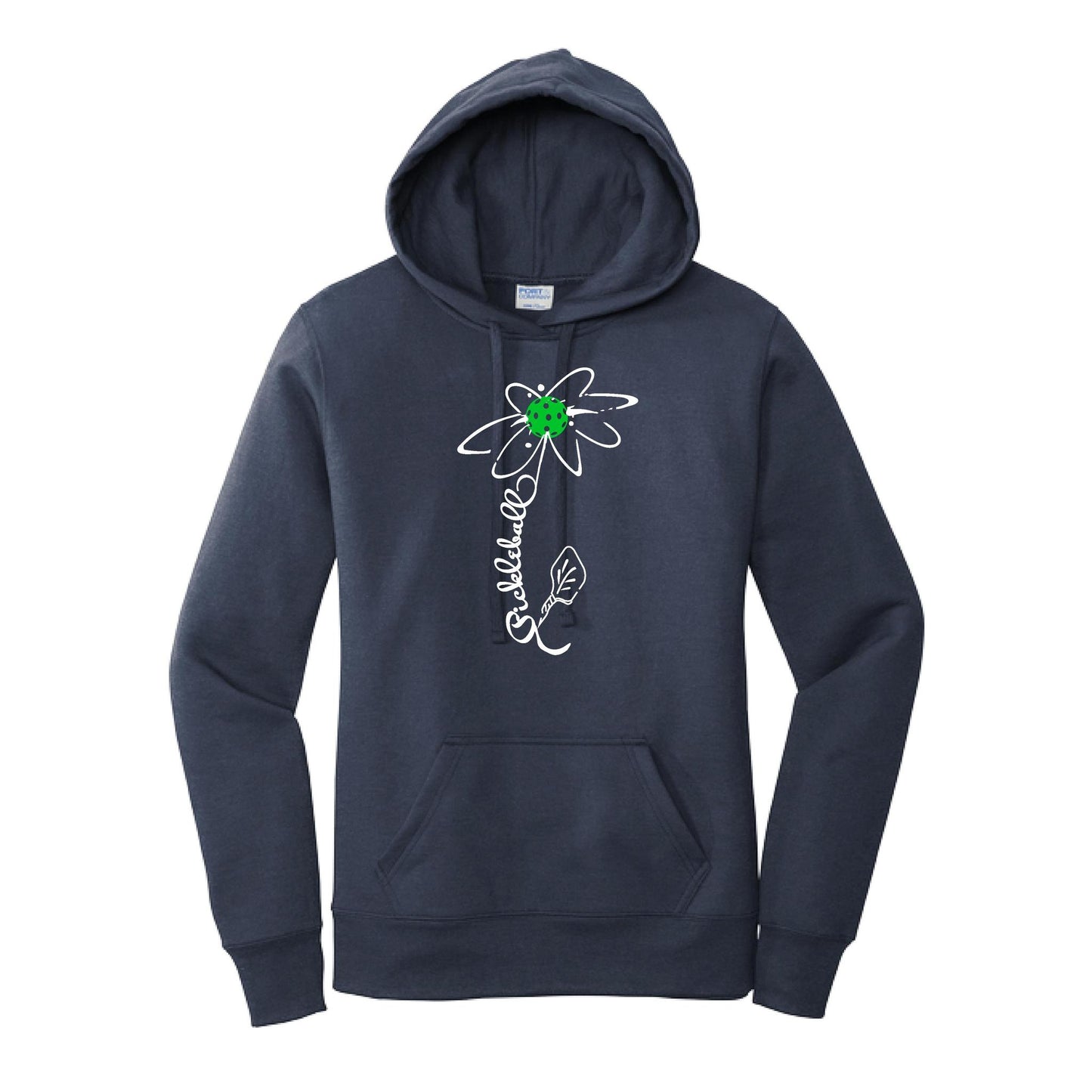 Pickleball Flower (Cyan Green Orange) | Women’s Fitted Hoodie Pickleball Sweatshirt | 50% Cotton 50% Poly Fleece