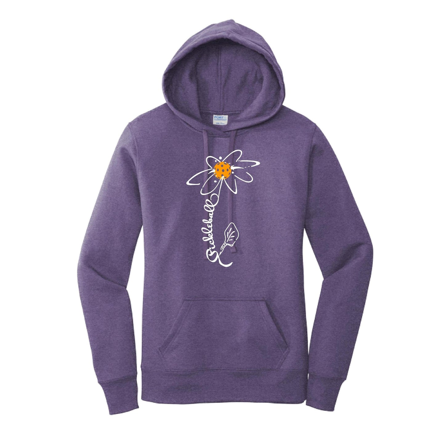 Pickleball Flower (Cyan Green Orange) | Women’s Fitted Hoodie Pickleball Sweatshirt | 50% Cotton 50% Poly Fleece