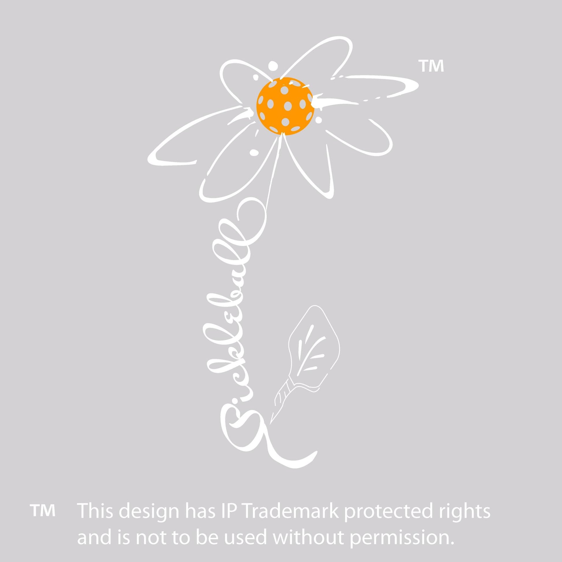 Pickleball Flower (Cyan Green Orange) | Women’s Long Sleeve V-Neck Pickleball Performance T-Shirt | 100% Polyester