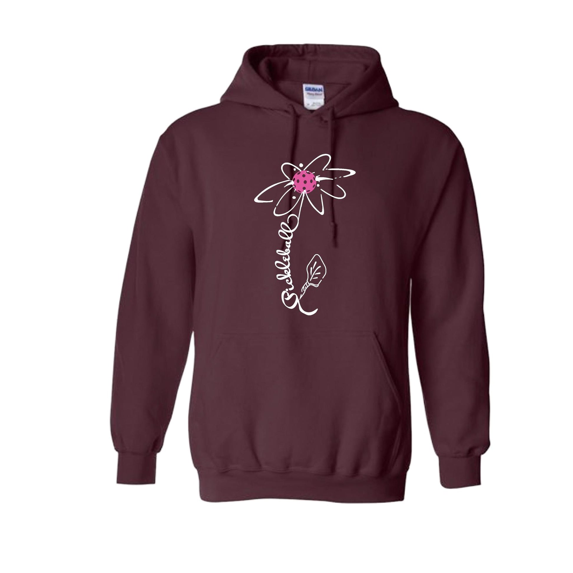 Pickleball Flower (Pink Purple Rainbow) | Unisex Hoodie Athletic Sweatshirt | 50% Cotton/50% Polyester