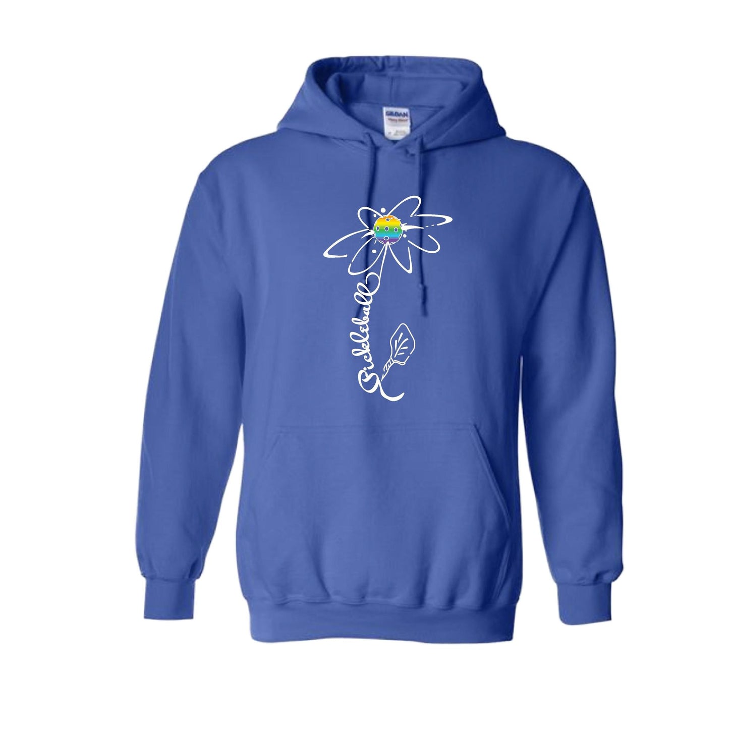 Pickleball Flower (Pink Purple Rainbow) | Unisex Hoodie Athletic Sweatshirt | 50% Cotton/50% Polyester