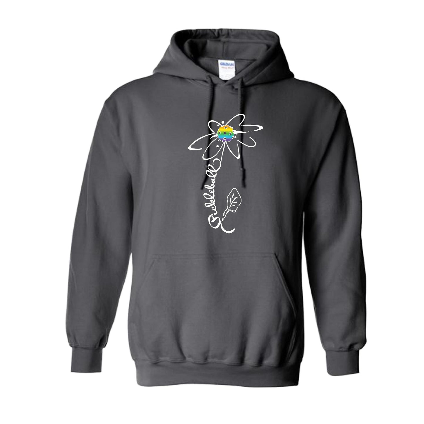 Pickleball Flower (Pink Purple Rainbow) | Unisex Hoodie Athletic Sweatshirt | 50% Cotton/50% Polyester
