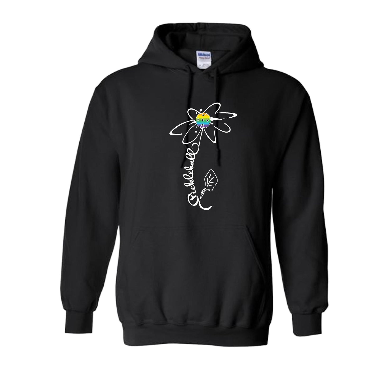 Pickleball Flower (Pink Purple Rainbow) | Unisex Hoodie Athletic Sweatshirt | 50% Cotton/50% Polyester