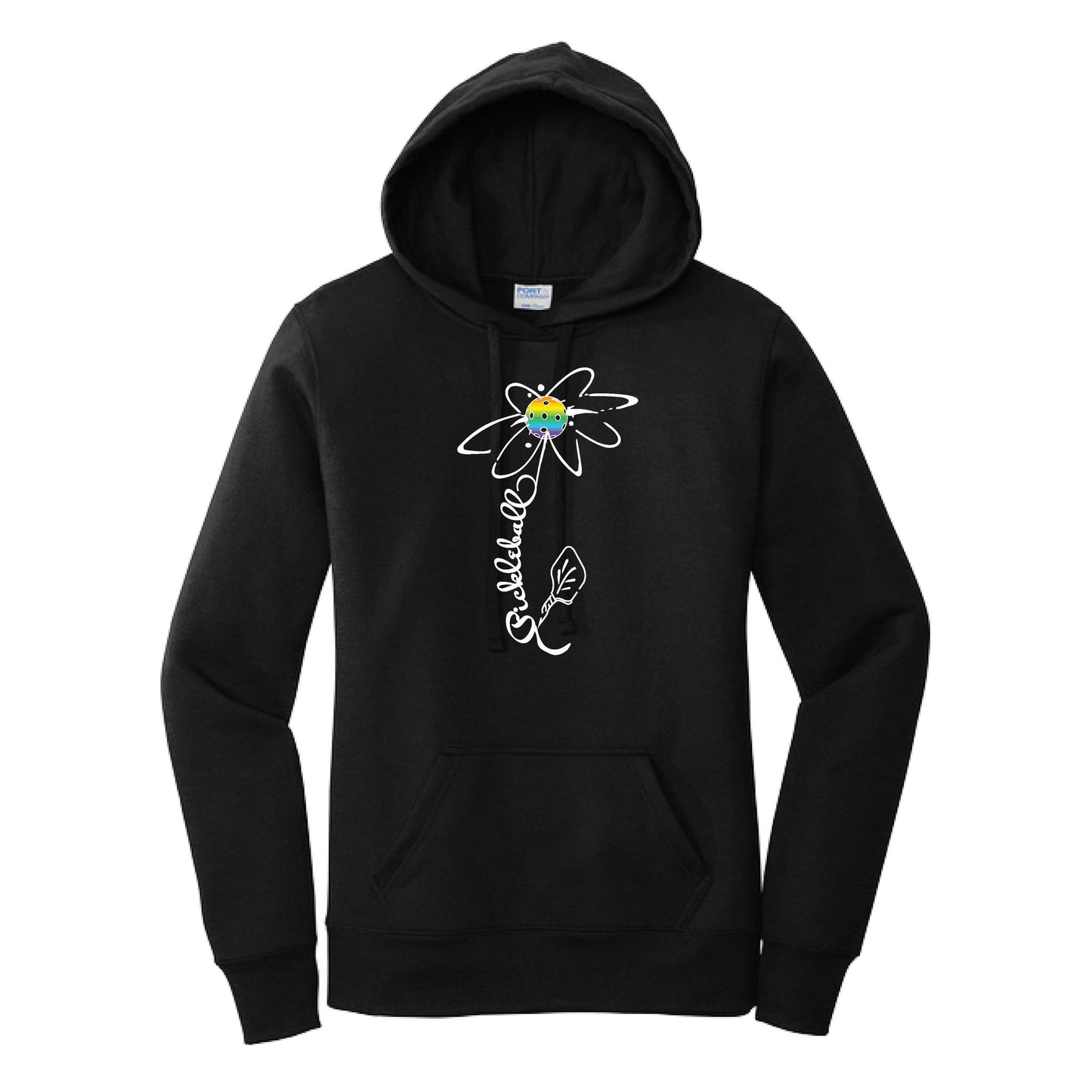 Pickleball Flower (Pink Purple Rainbow) | Women’s Fitted Hoodie Pickleball Sweatshirt | 50% Cotton 50% Poly Fleece