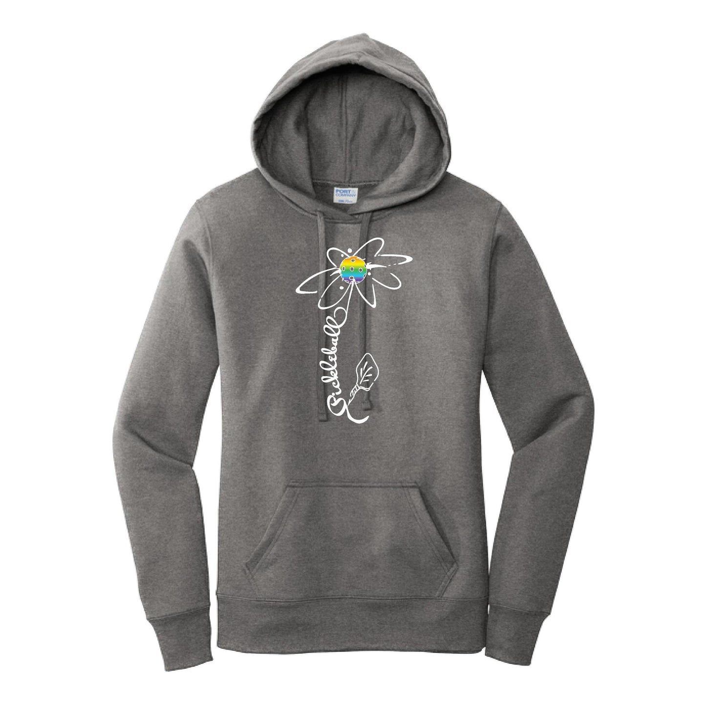 Pickleball Flower (Pink Purple Rainbow) | Women’s Fitted Hoodie Pickleball Sweatshirt | 50% Cotton 50% Poly Fleece
