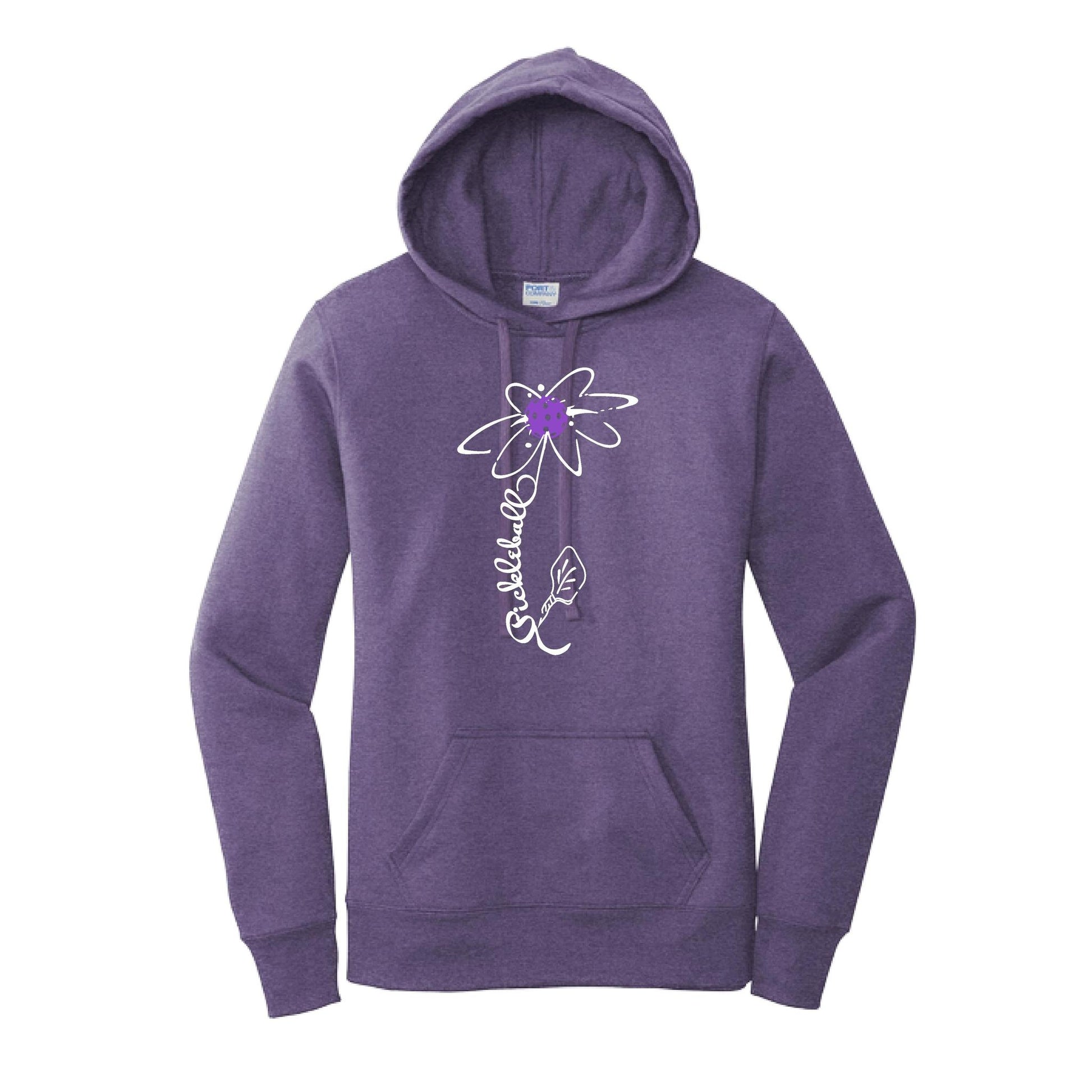 Pickleball Flower (Pink Purple Rainbow) | Women’s Fitted Hoodie Pickleball Sweatshirt | 50% Cotton 50% Poly Fleece