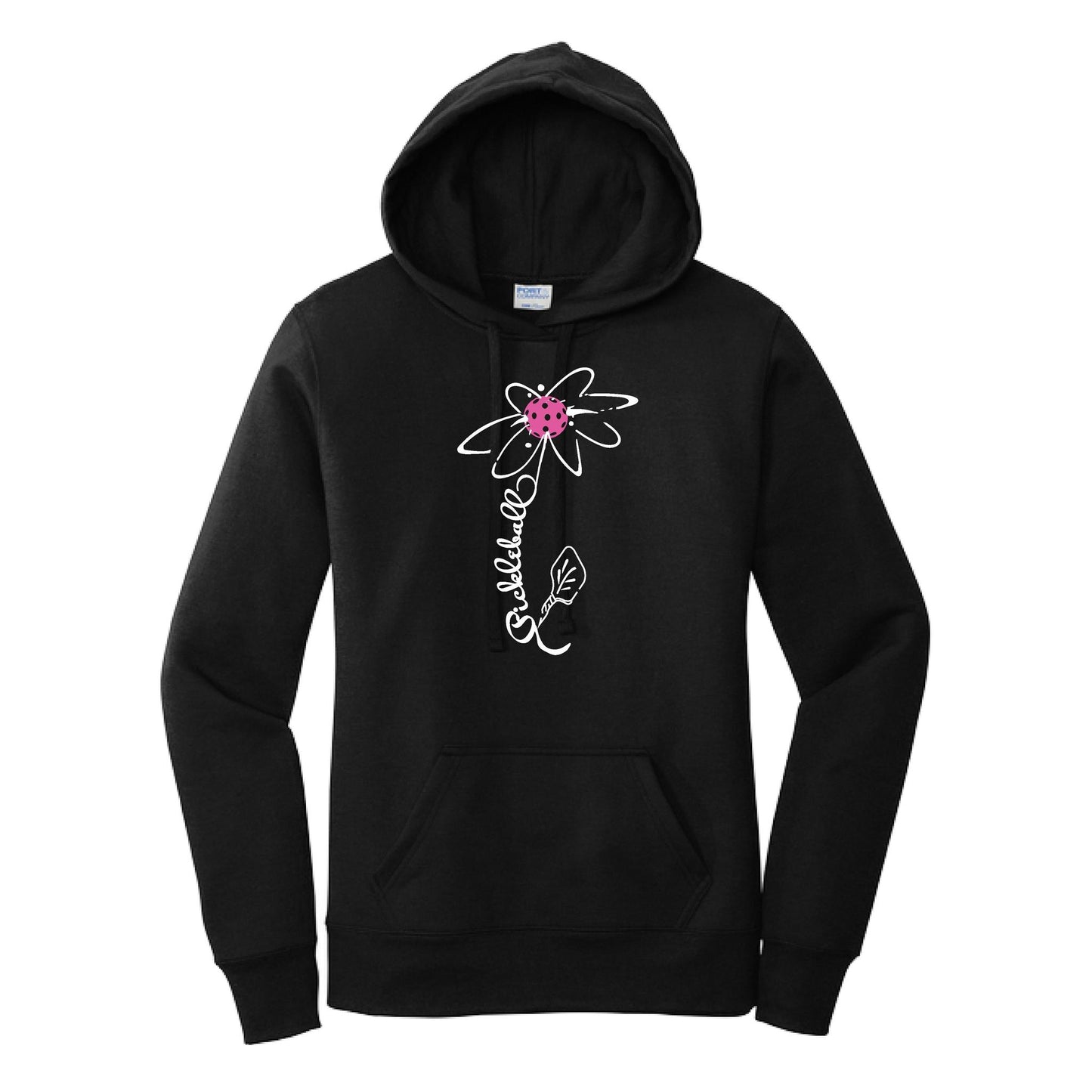 Pickleball Flower (Pink Purple Rainbow) | Women’s Fitted Hoodie Pickleball Sweatshirt | 50% Cotton 50% Poly Fleece