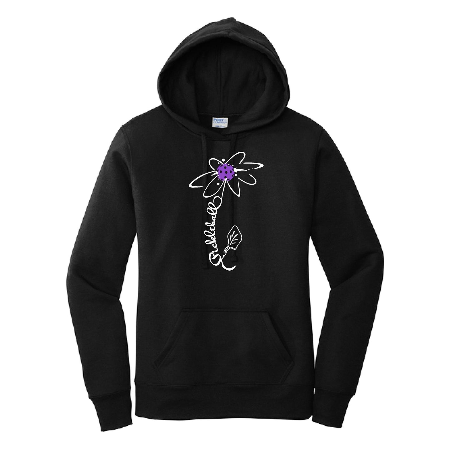 Pickleball Flower (Pink Purple Rainbow) | Women’s Fitted Hoodie Pickleball Sweatshirt | 50% Cotton 50% Poly Fleece