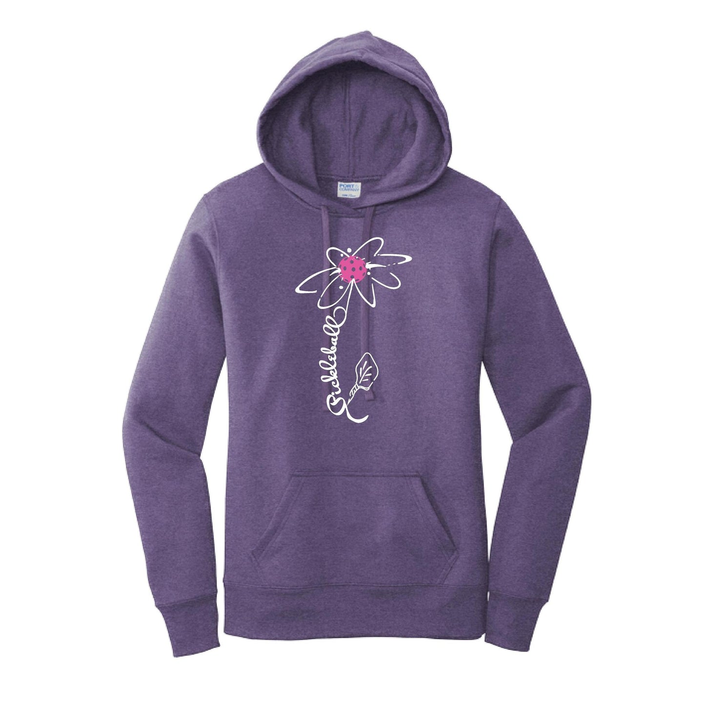 Pickleball Flower (Pink Purple Rainbow) | Women’s Fitted Hoodie Pickleball Sweatshirt | 50% Cotton 50% Poly Fleece