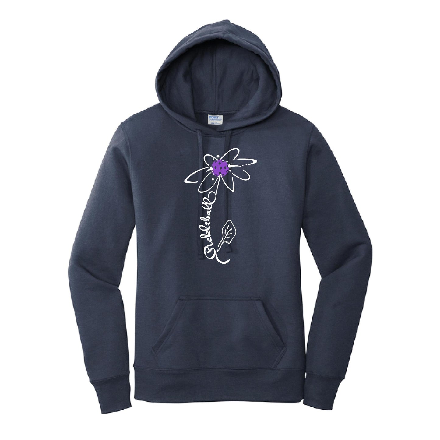 Pickleball Flower (Pink Purple Rainbow) | Women’s Fitted Hoodie Pickleball Sweatshirt | 50% Cotton 50% Poly Fleece