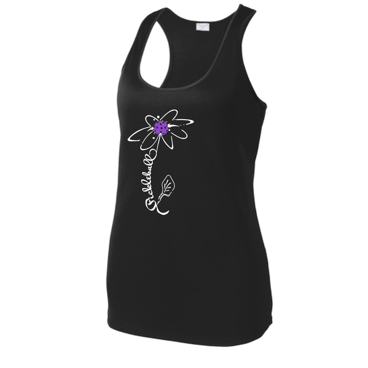 Pickleball Flower (Pink Purple Rainbow) | Women's Racerback Pickleball Tank | 100% Polyester
