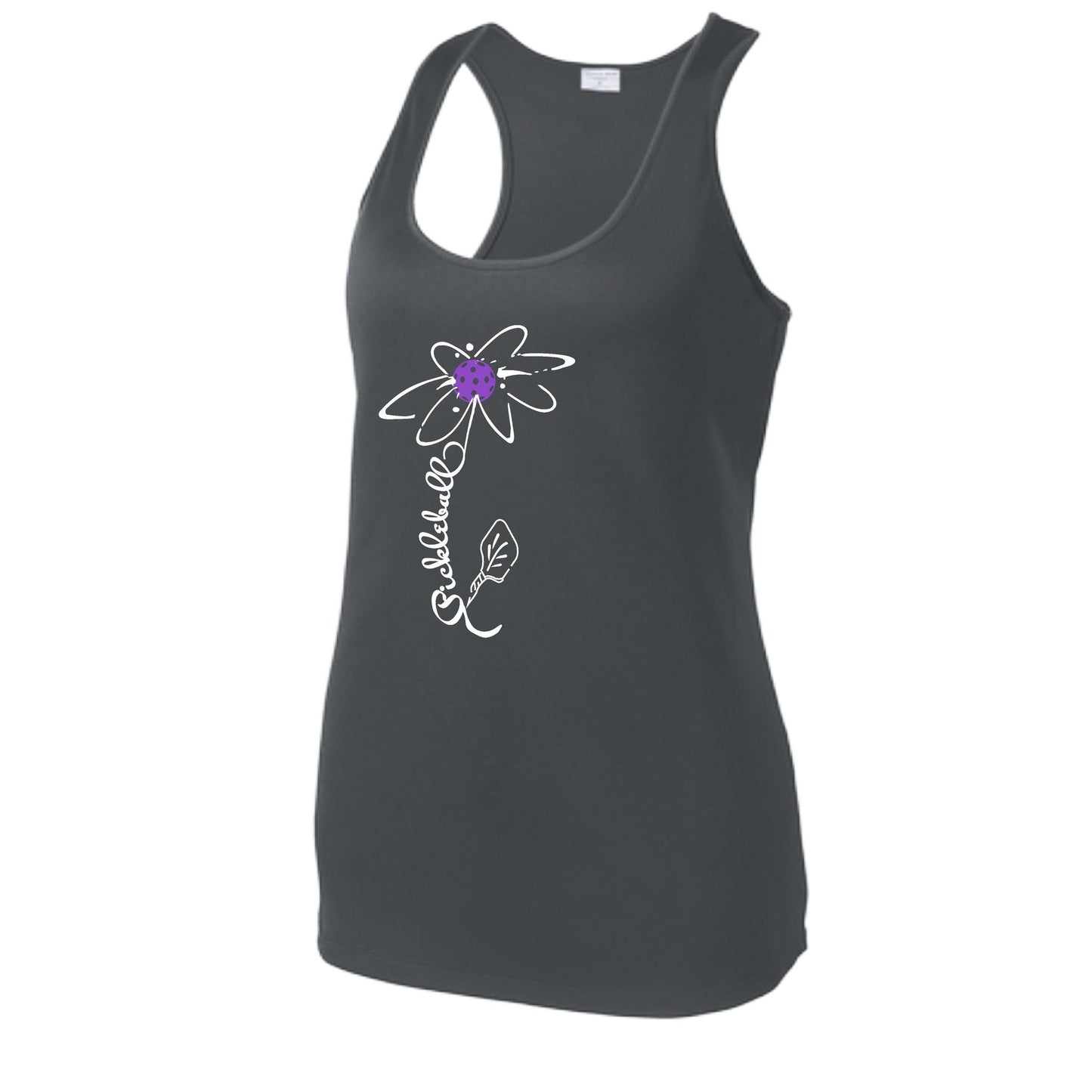 Pickleball Flower (Pink Purple Rainbow) | Women's Racerback Pickleball Tank | 100% Polyester