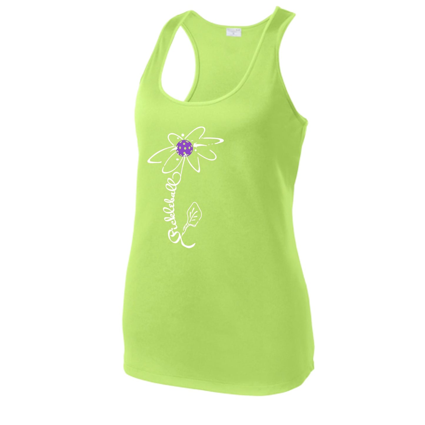 Pickleball Flower (Pink Purple Rainbow) | Women's Racerback Pickleball Tank | 100% Polyester