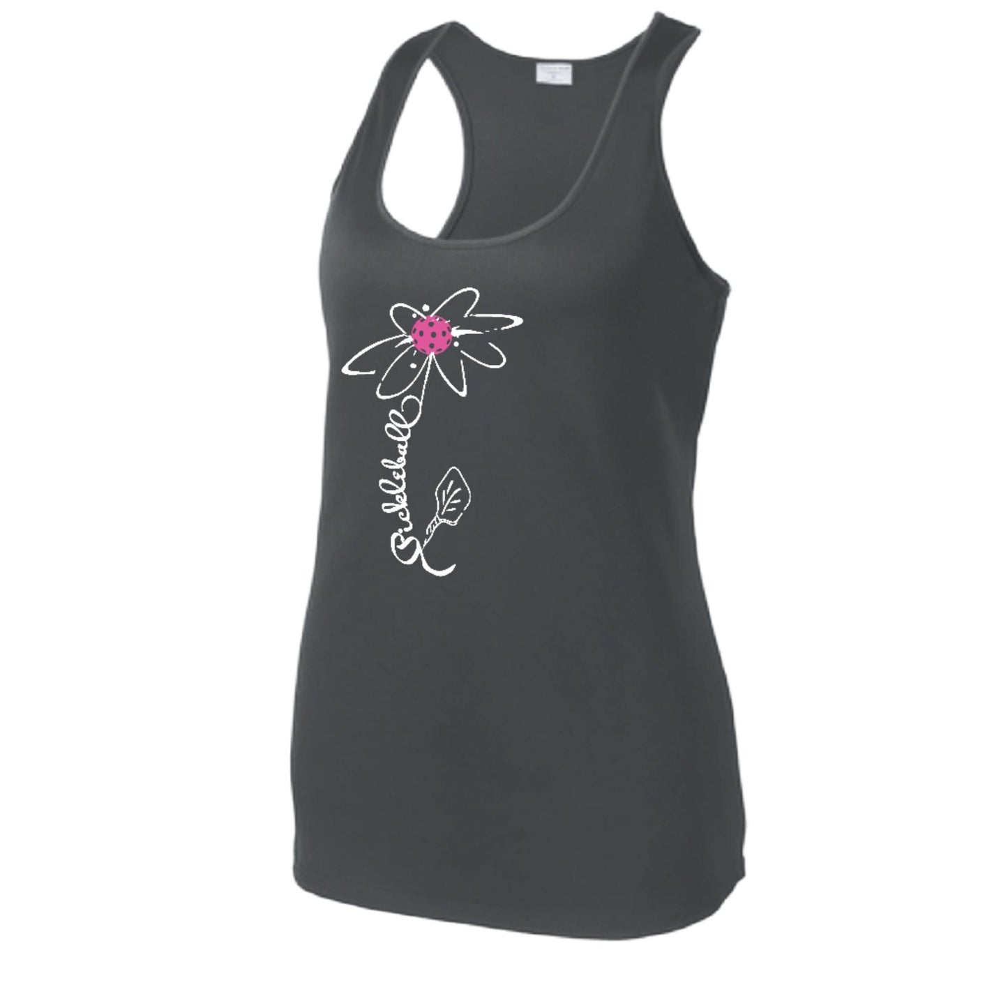 Pickleball Flower (Pink Purple Rainbow) | Women's Racerback Pickleball Tank | 100% Polyester