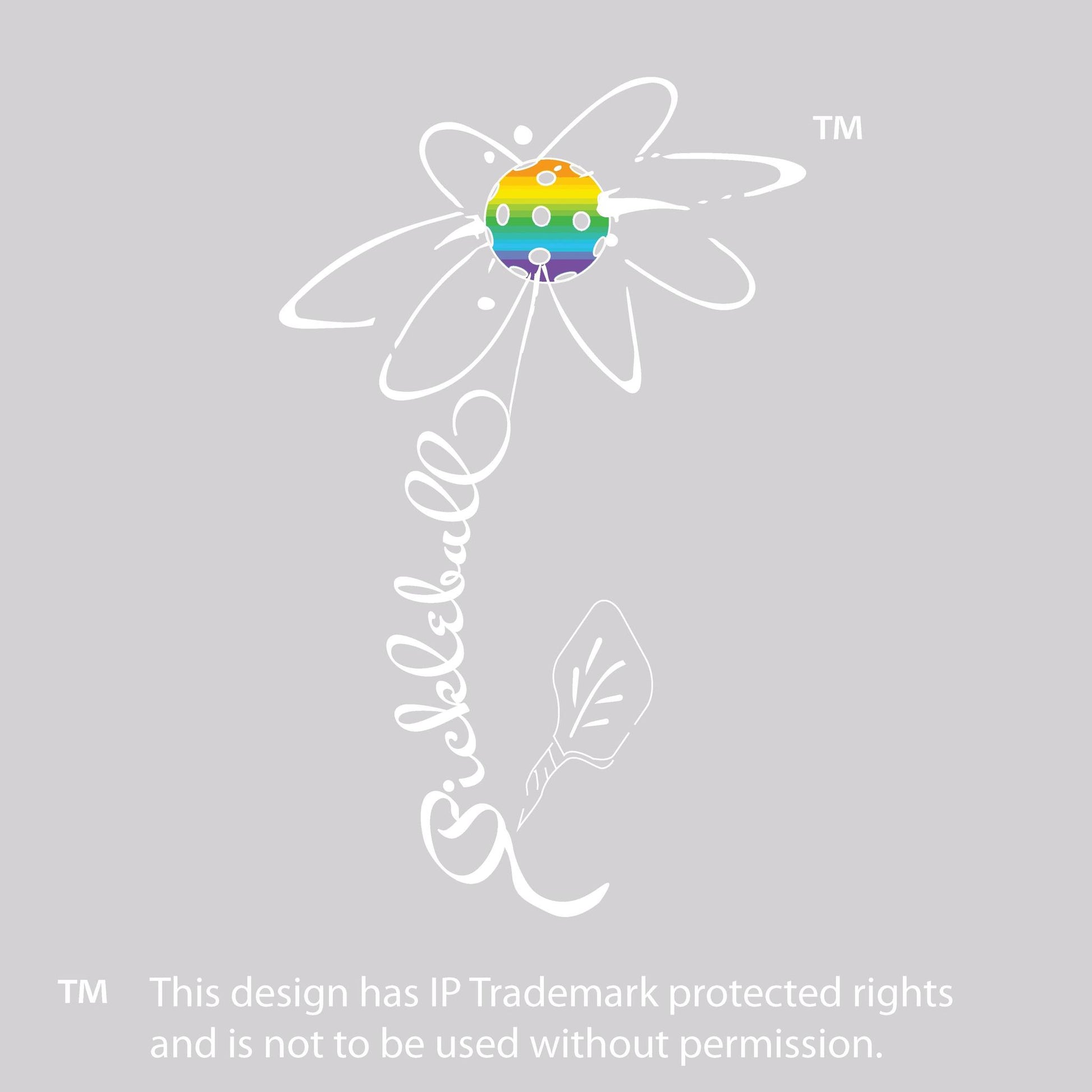 Pickleball Flower (Pink Purple Rainbow) | Youth Long Sleeve Pickleball Performance T-Shirts | 100% Polyester