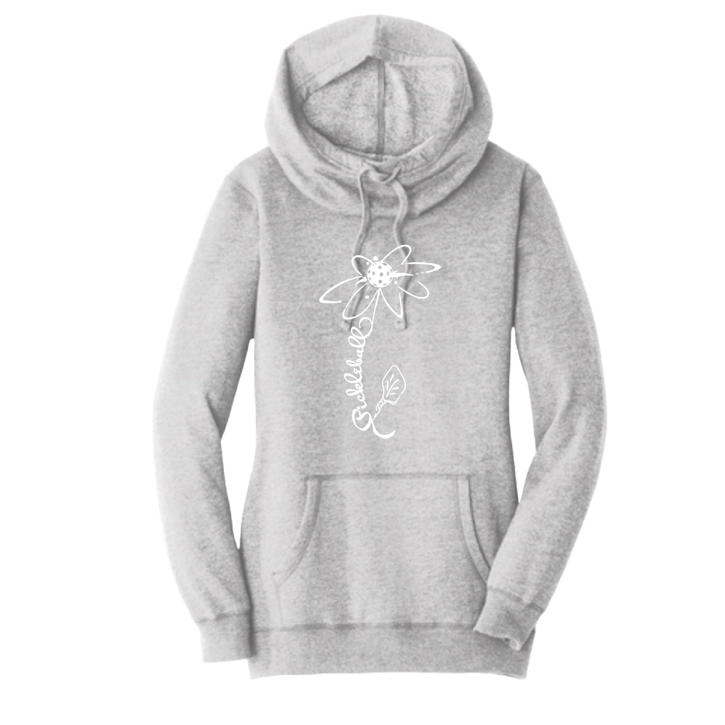 Pickleball Flower (Red White Yellow) | Women’s Cowl-Neck Hoodie Pickleball Sweatshirt | 55% Cotton 45% Poly Fleece