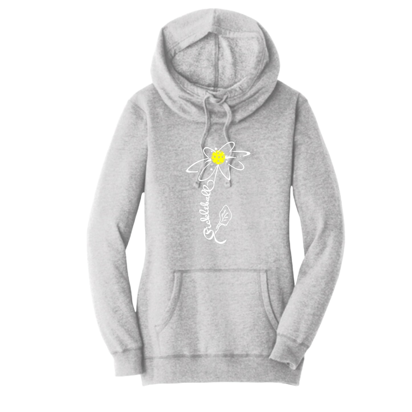 Pickleball Flower (Red White Yellow) | Women’s Cowl-Neck Hoodie Pickleball Sweatshirt | 55% Cotton 45% Poly Fleece